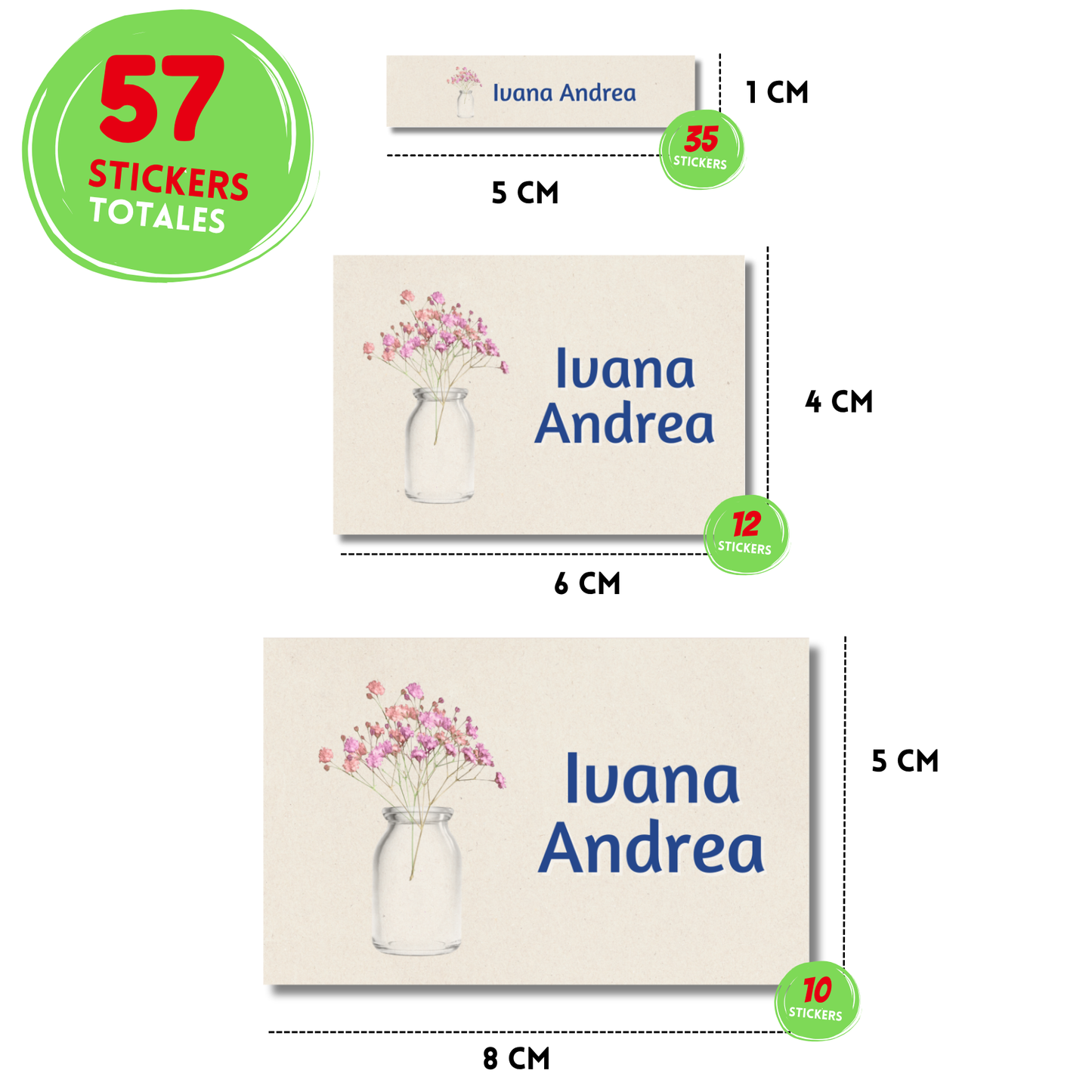 Florero Aesthetic Etiquetas Escolares Personalizadas Libretas, Libros y Lápices