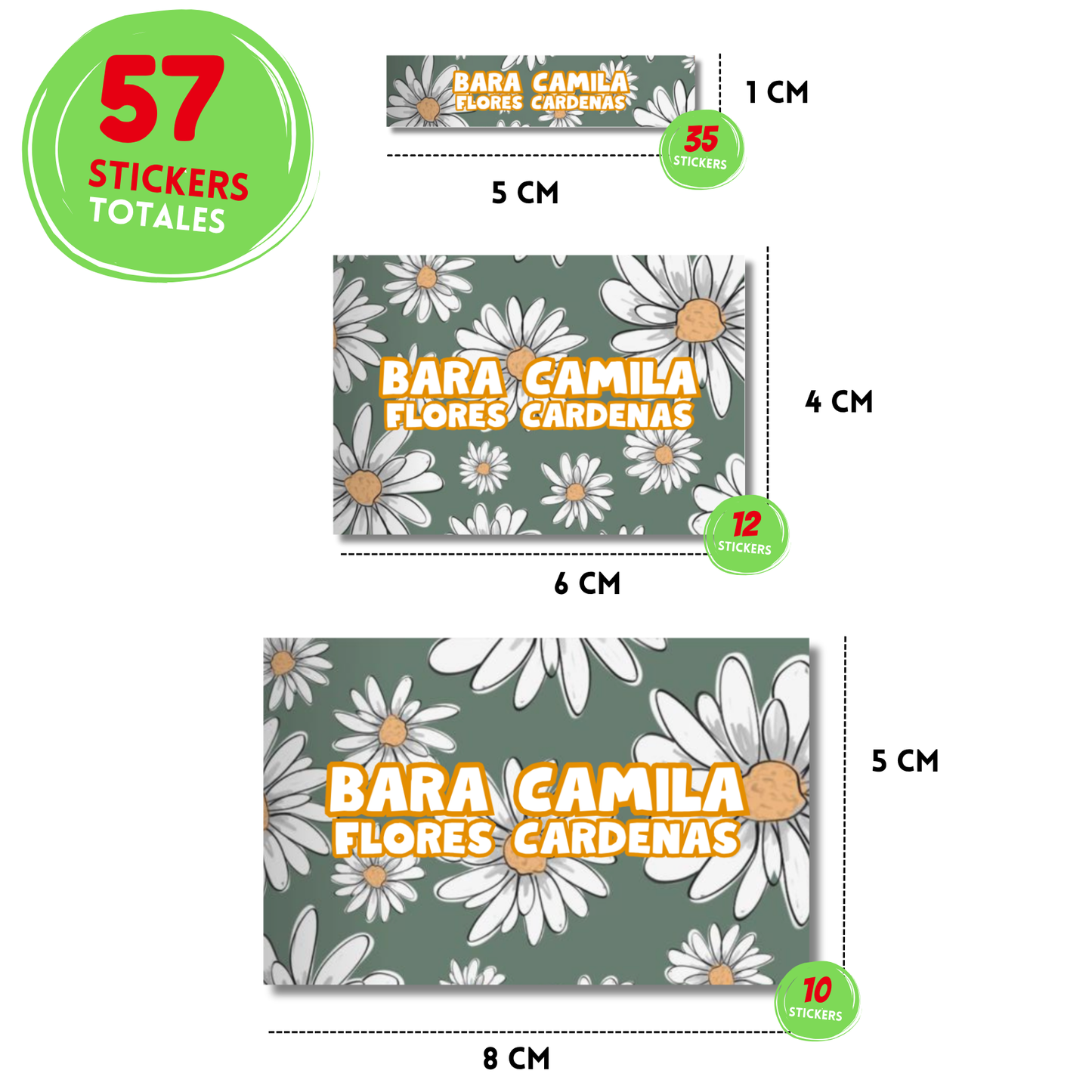 Flores Daisy Etiquetas Escolares Personalizadas Libretas, Libros y Lápices