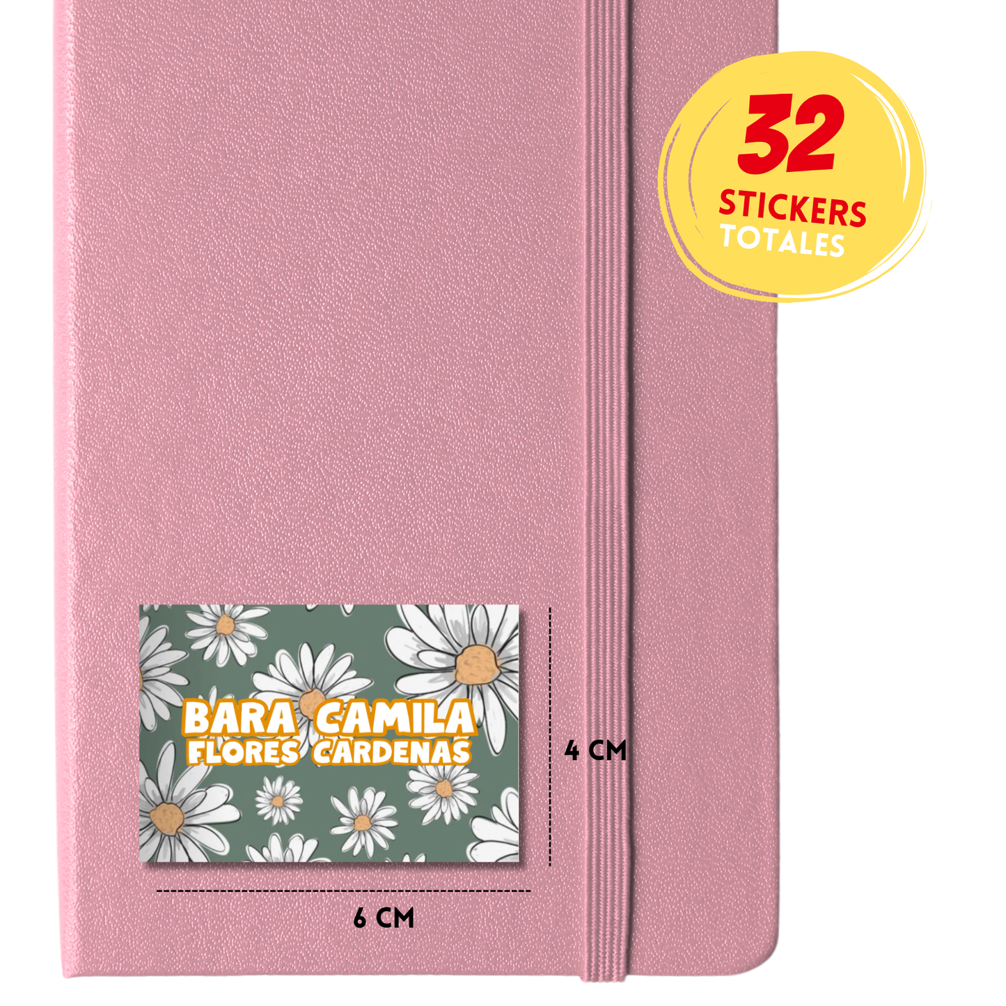 Flores Daisy Etiquetas Escolares Personalizadas Libretas, Libros y Lápices