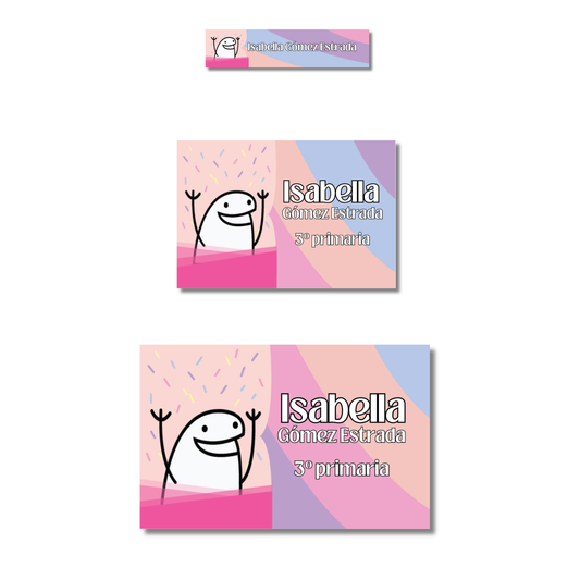 Flork manos arriba Etiquetas Escolares Personalizadas Libretas, Libros y Lápices