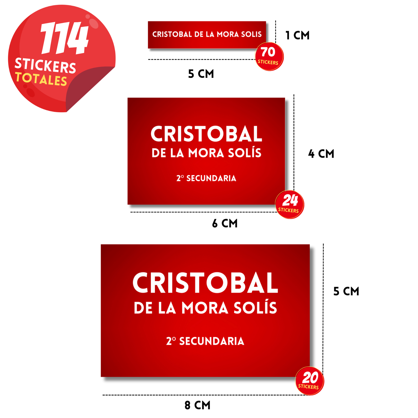 Fondo Rojo Etiquetas Escolares Personalizadas Libretas, Libros y Lápices