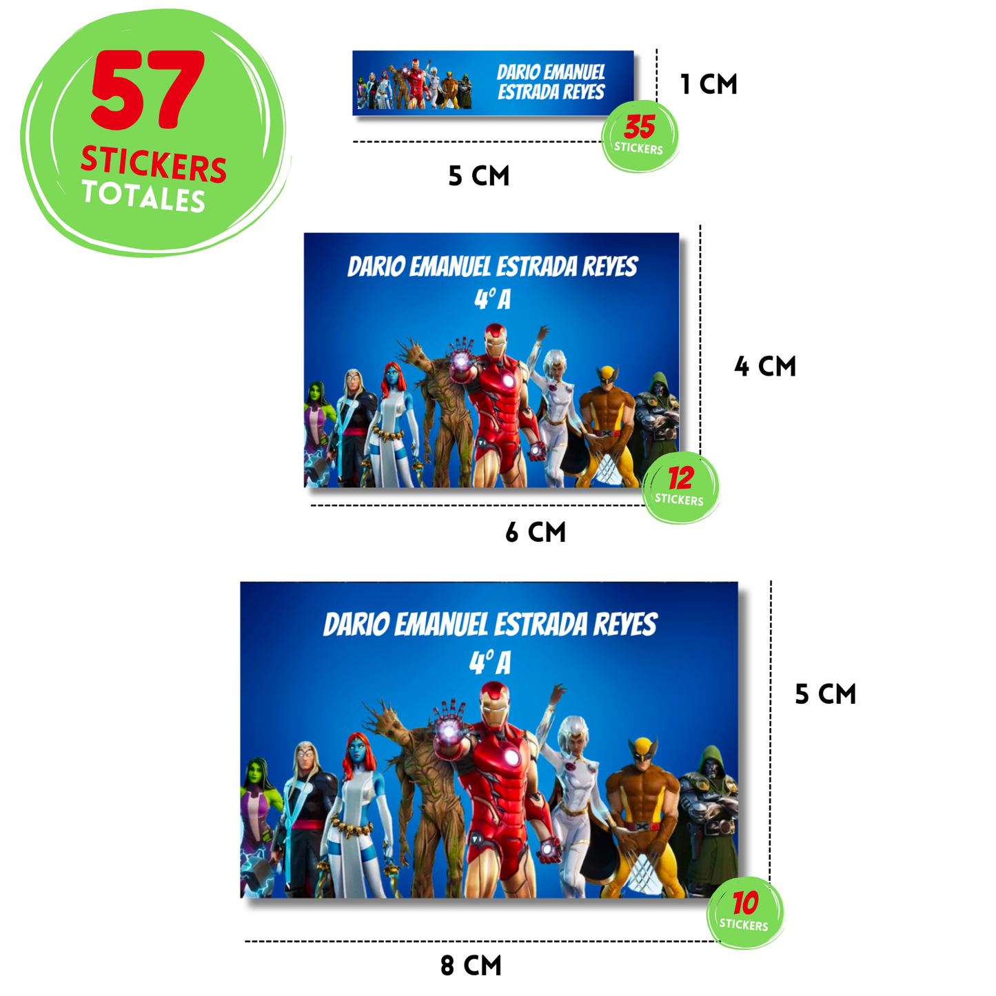 Avengers fornite marvelstickers adhesivas personalizadas para libros, libretas, cuadernos