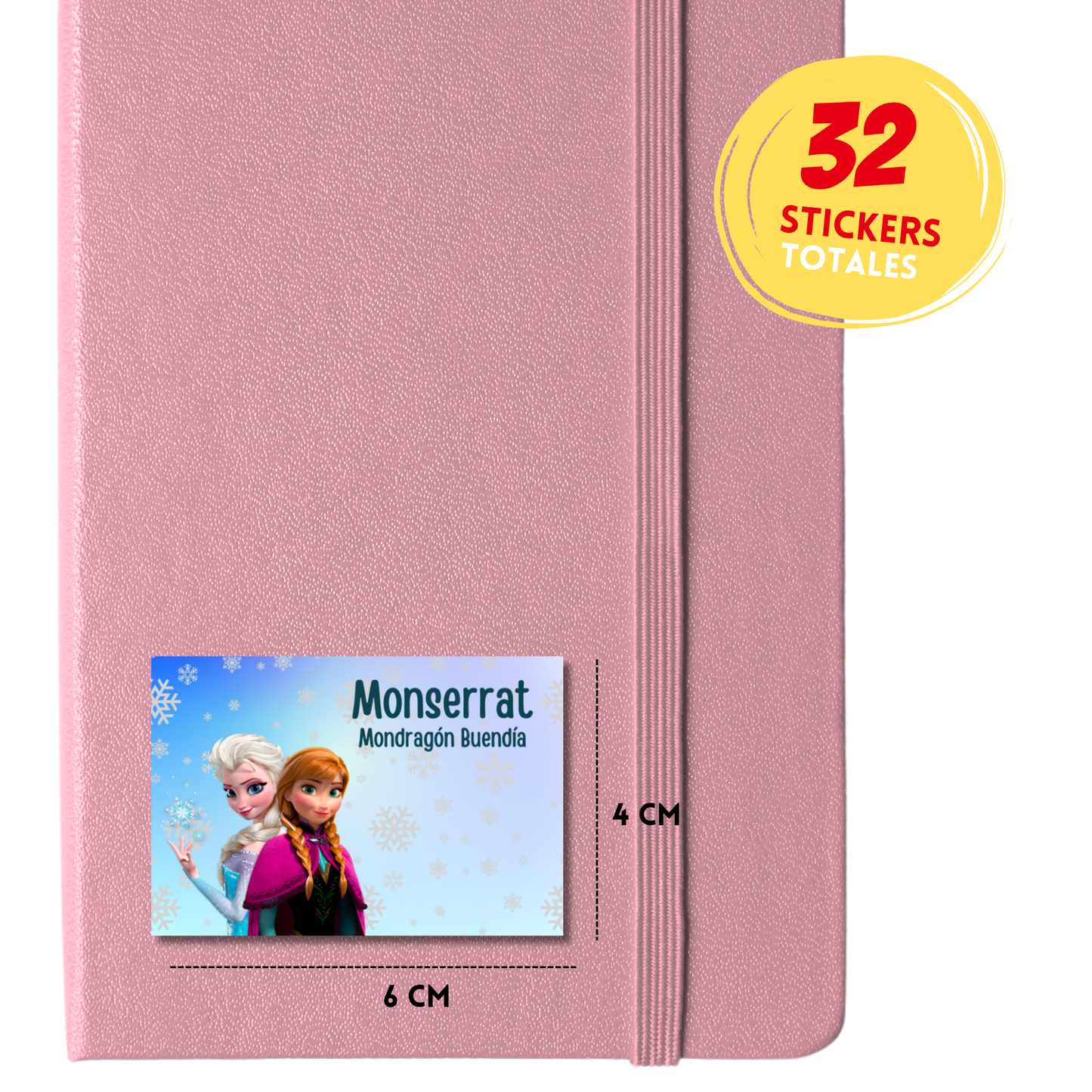 Frozen Elsa y Ana Mano Etiquetas Escolares Personalizadas Libretas, Libros y Lápices