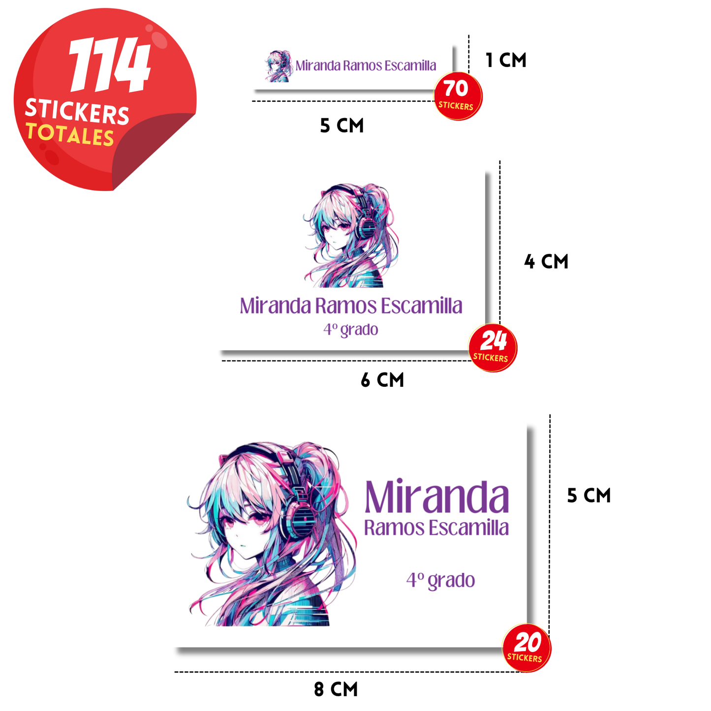 Hatsune Miku Anime Etiquetas Escolares Personalizadas Libretas, Libros y Lápices