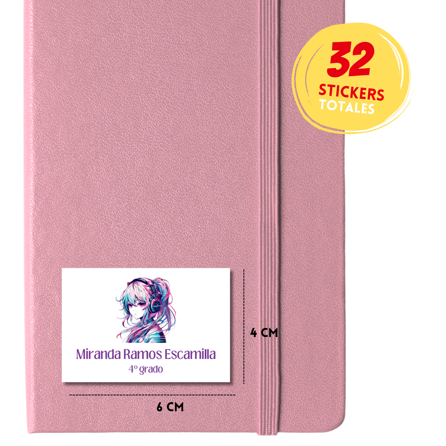 Hatsune Miku Anime Etiquetas Escolares Personalizadas Libretas, Libros y Lápices