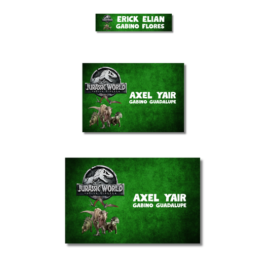 jurassic world fondo verde, Etiquetas Escolares Personalizadas Libretas, Libros y Lápices