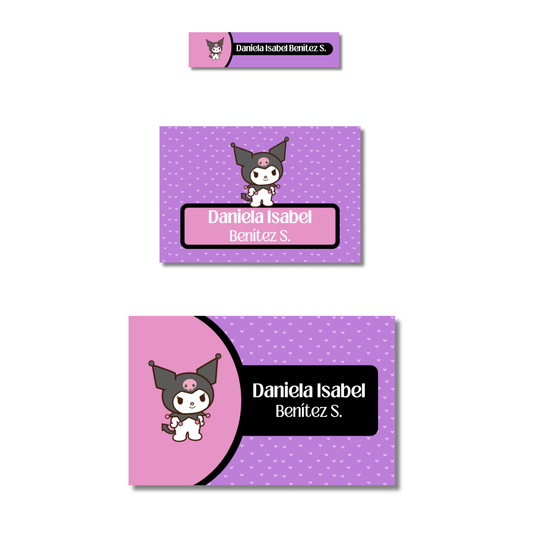 Kuromi Etiquetas Escolares Personalizadas Libretas, Libros y Lápices