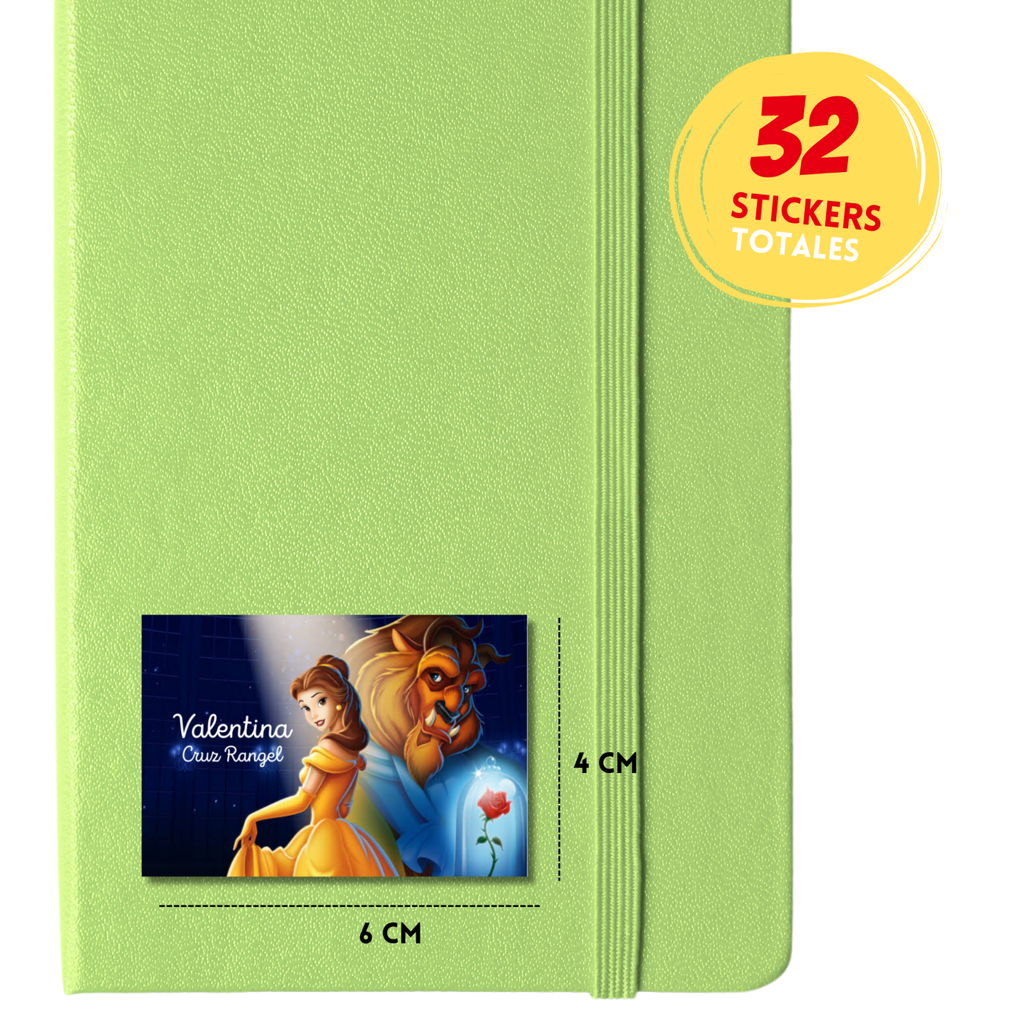 La Bella y La Bestia Rosa Etiquetas Escolares Personalizadas Libretas, Libros y Lápices