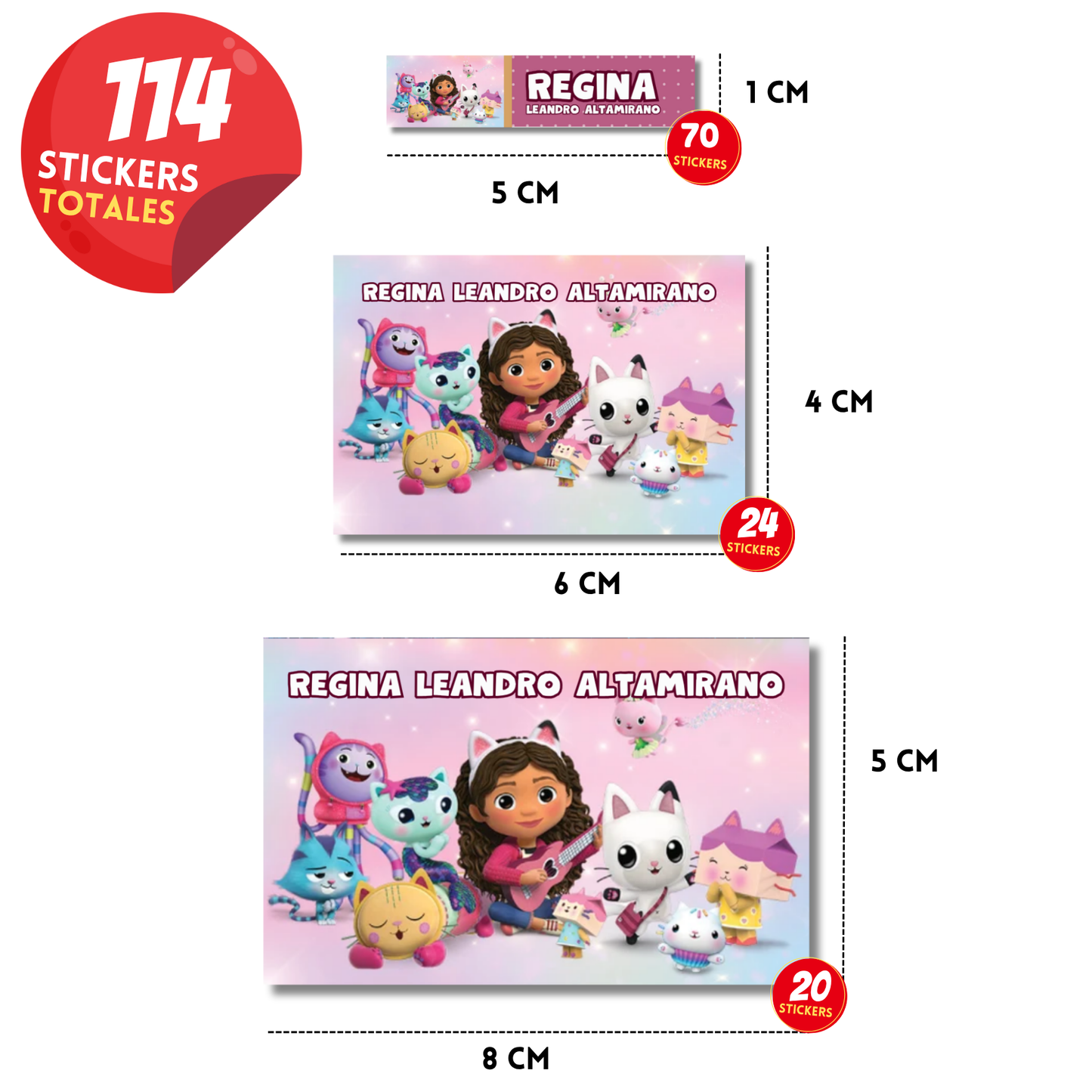 La Casa Mágica de Gabby Etiquetas Escolares Personalizadas Libretas, Libros y Lápices