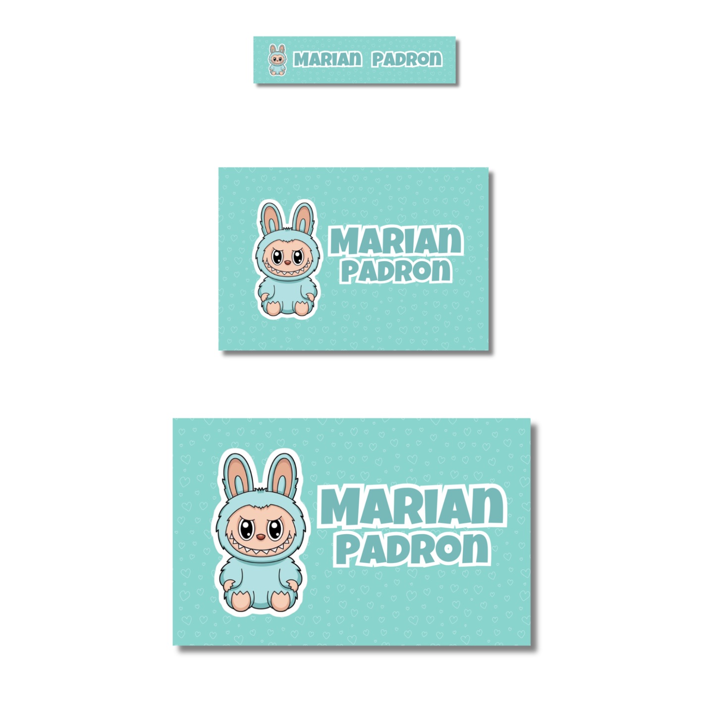 Labubu Verde, Etiquetas Escolares Personalizadas Libretas, Libros y Lápices