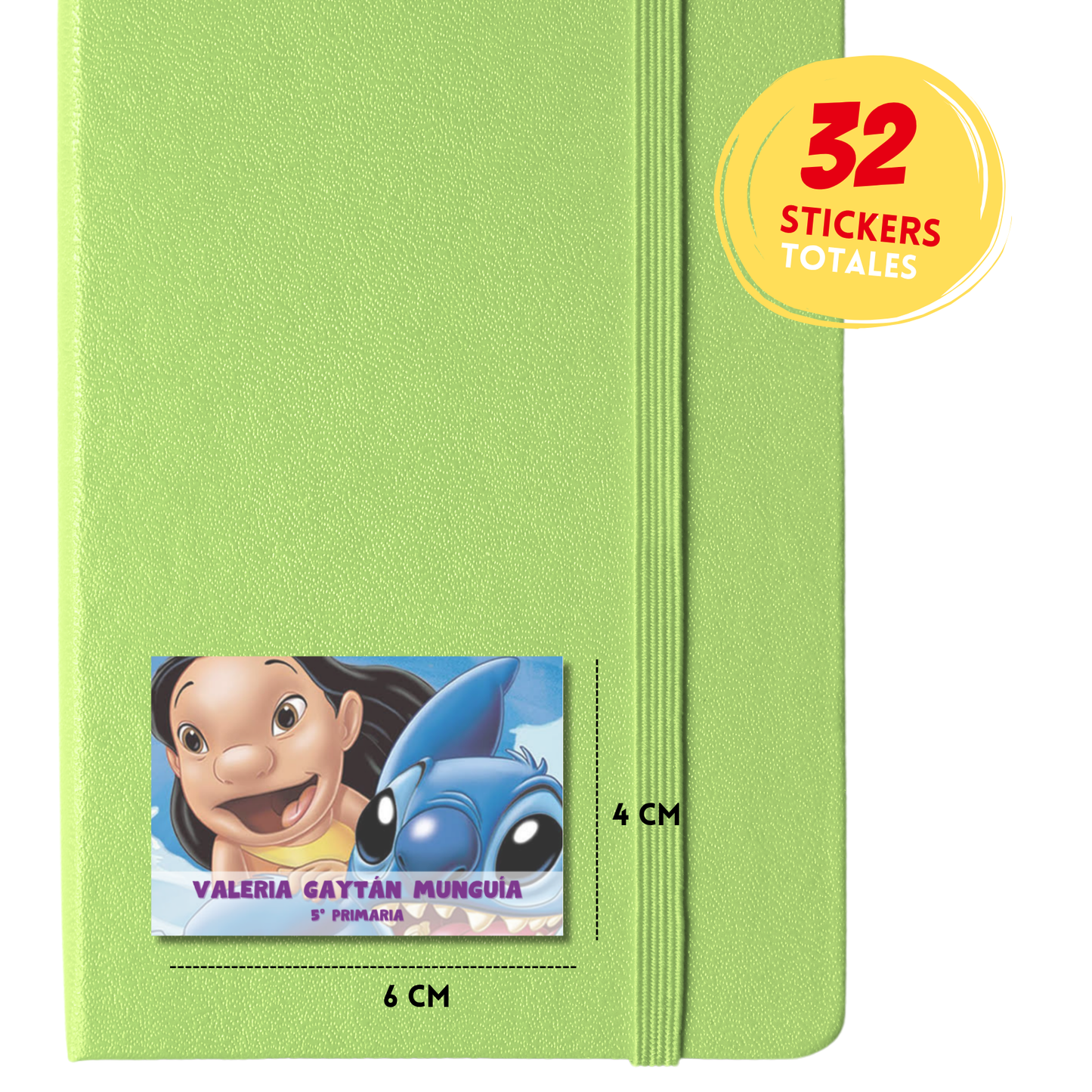 Lilo & Stitch Etiquetas Escolares Personalizadas Libretas, Libros y Lápices