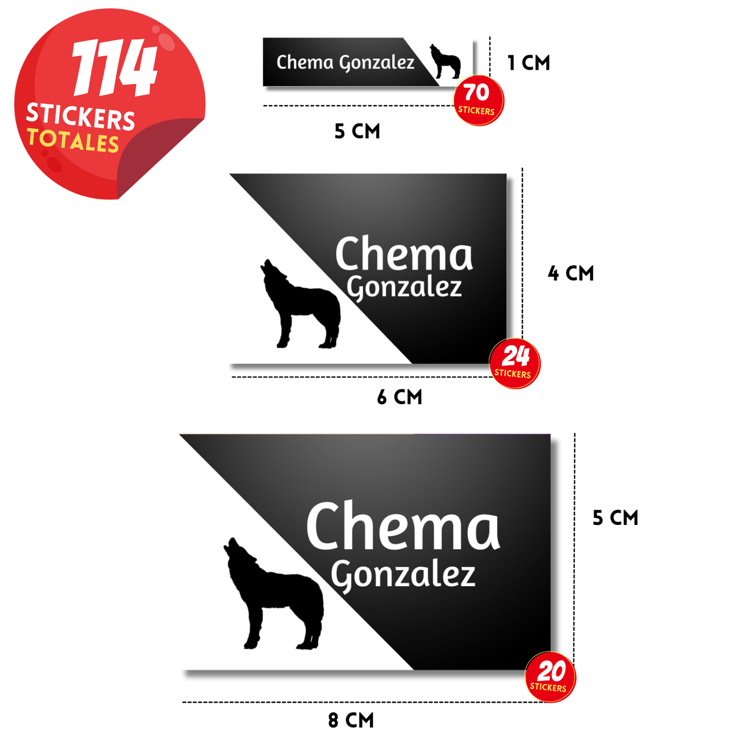 Lobo Negro Etiquetas Escolares Personalizadas Libretas, Libros y Lápices