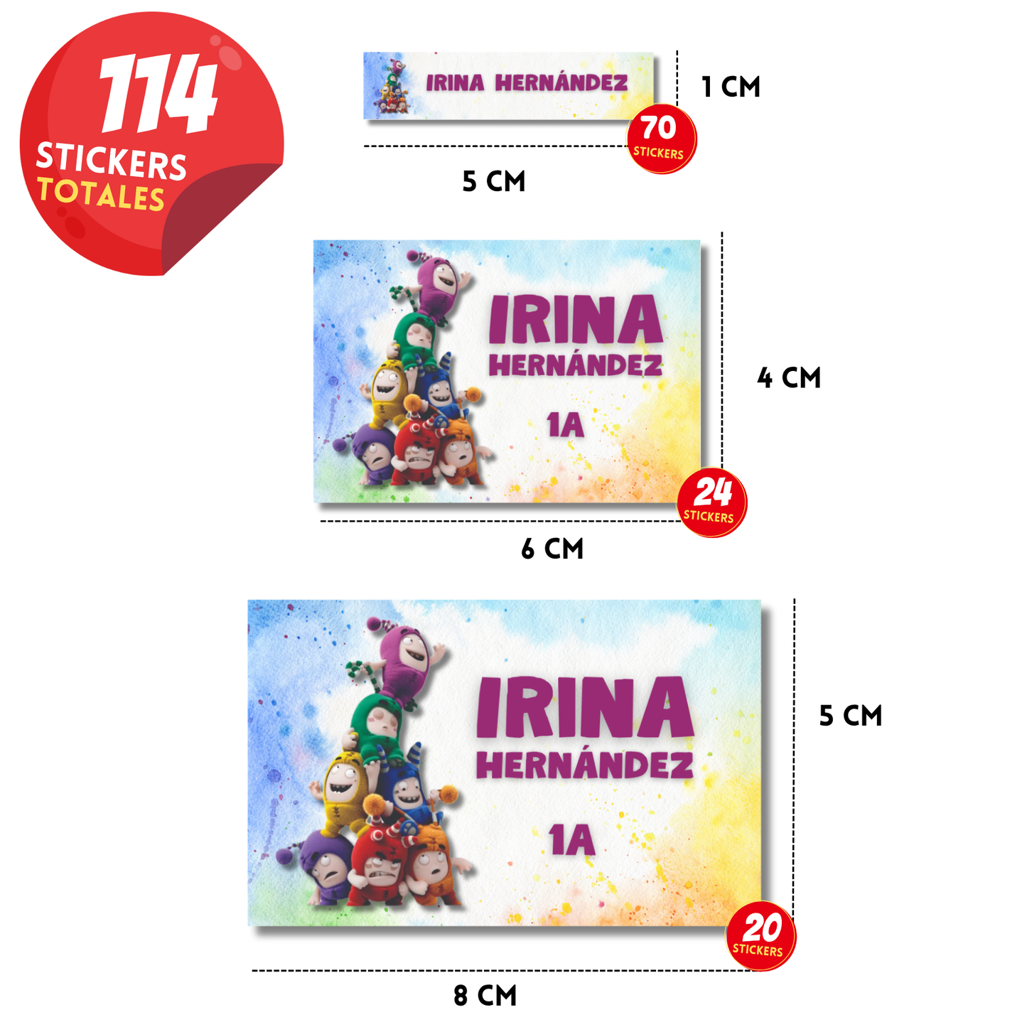 Los Oddbods Etiquetas Escolares Personalizadas Libretas, Libros y Lápices