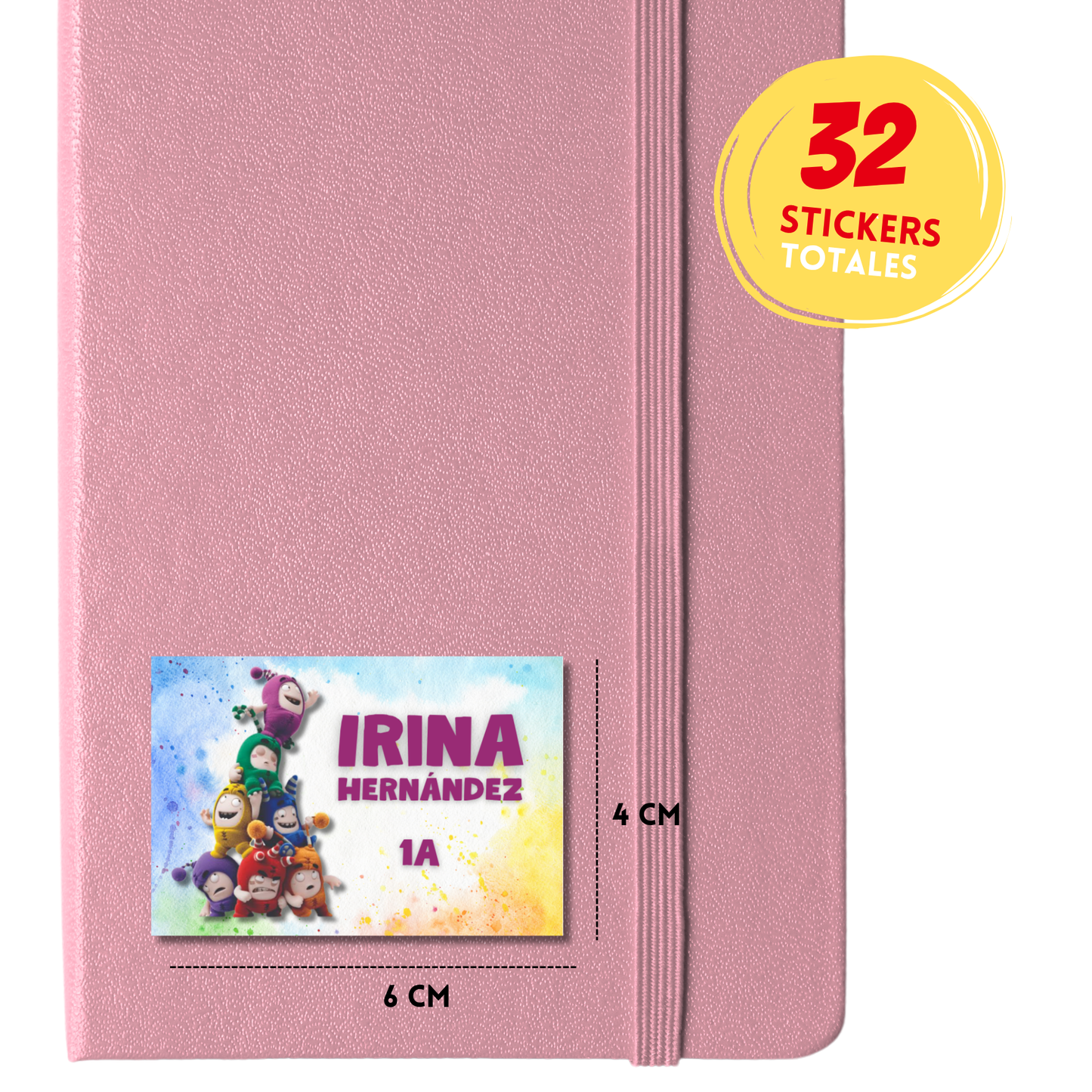 Los Oddbods Pirámide Etiquetas Escolares Personalizadas Libretas, Libros y Lápices