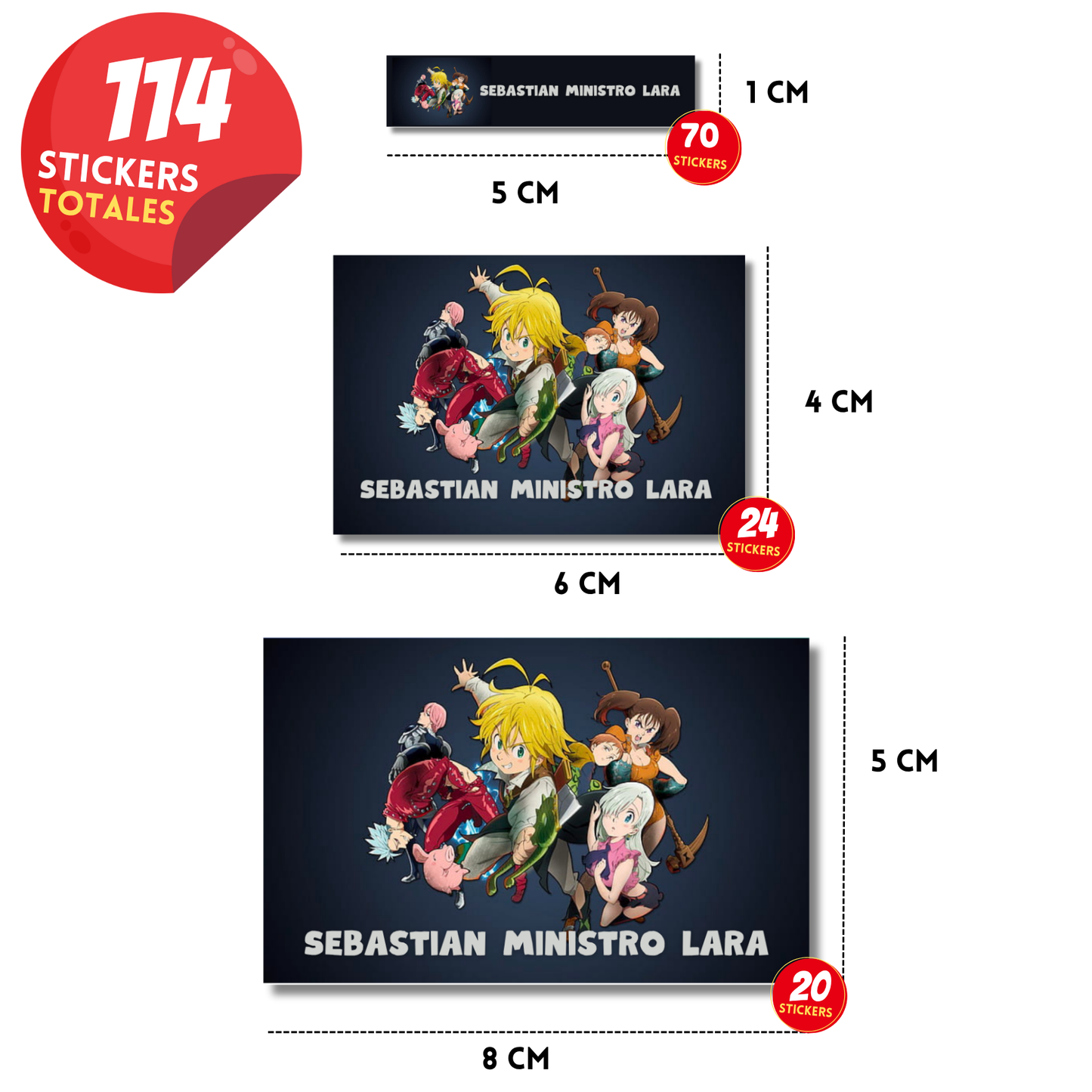 Los 7 Pecados Capitales Etiquetas Escolares Personalizadas Libretas, Libros y Lápices