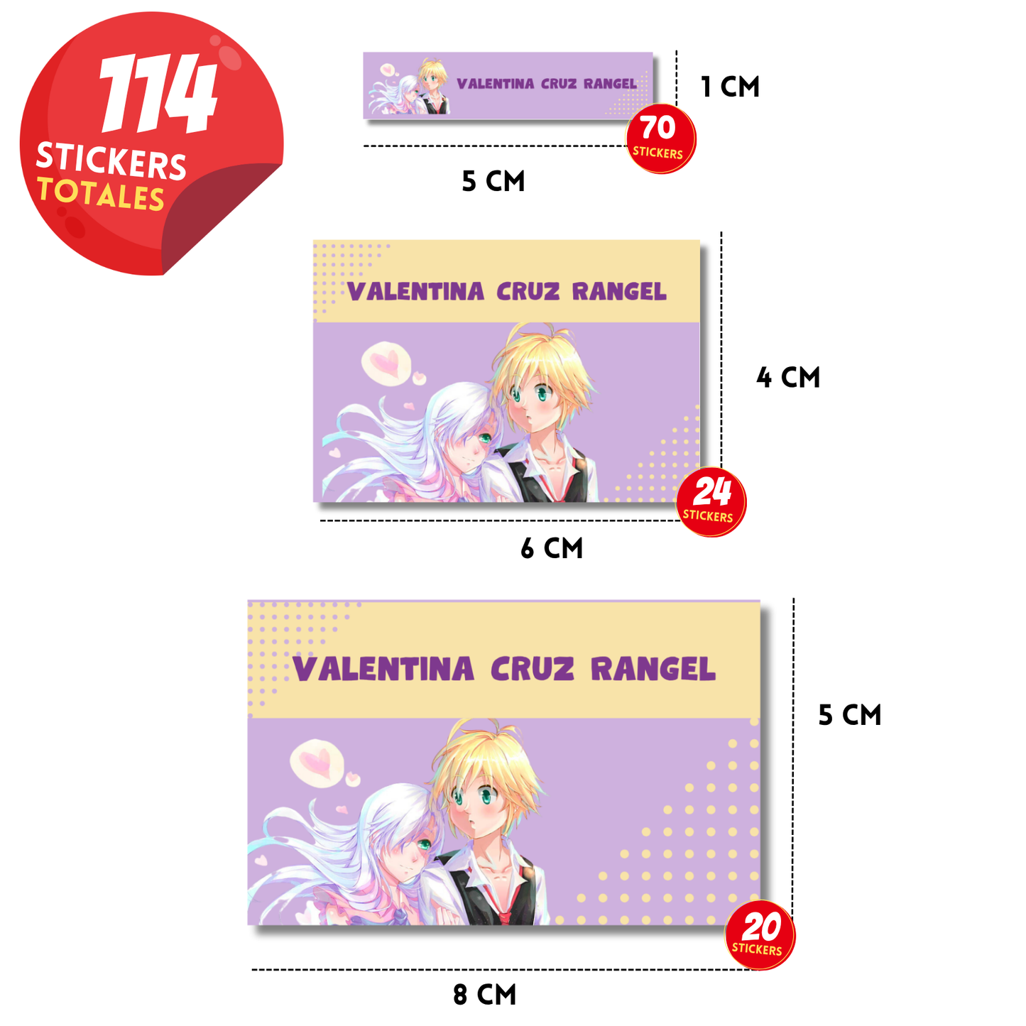 Los 7 Pecados Capitales Meliodas Y Elizabeth Liones Etiquetas Escolares Personalizadas Libretas, Libros y Lápices