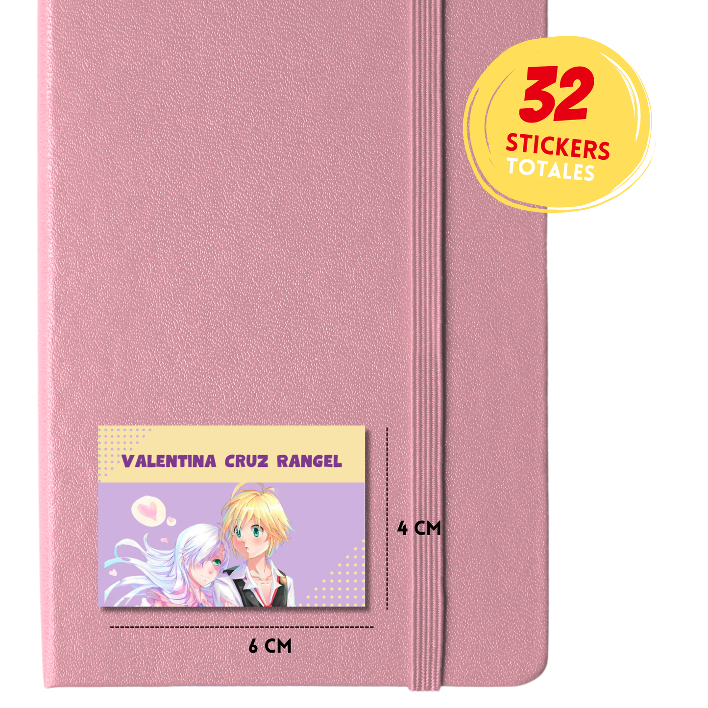 Los 7 Pecados Capitales Meliodas Y Elizabeth Liones Etiquetas Escolares Personalizadas Libretas, Libros y Lápices