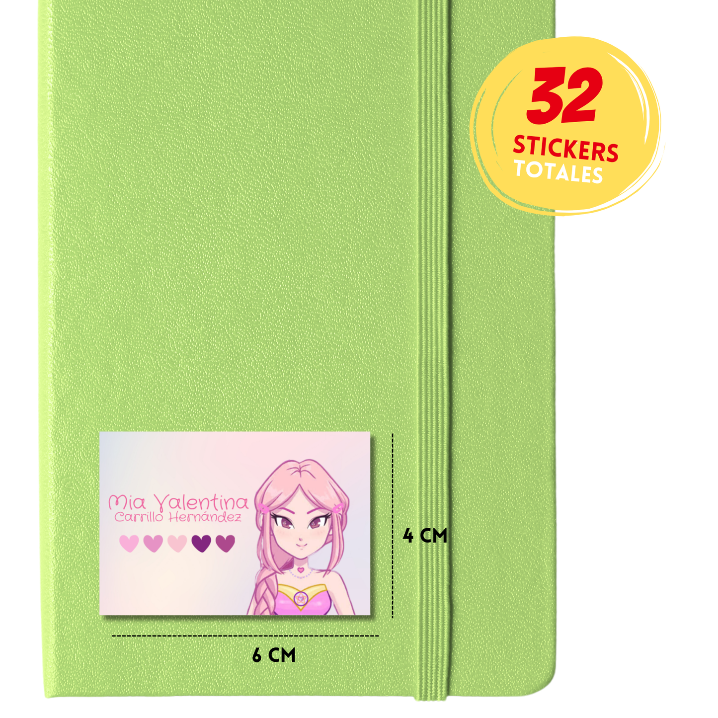 Luli Pampín Caricatura Etiquetas Escolares Personalizadas Libretas, Libros y Lápices