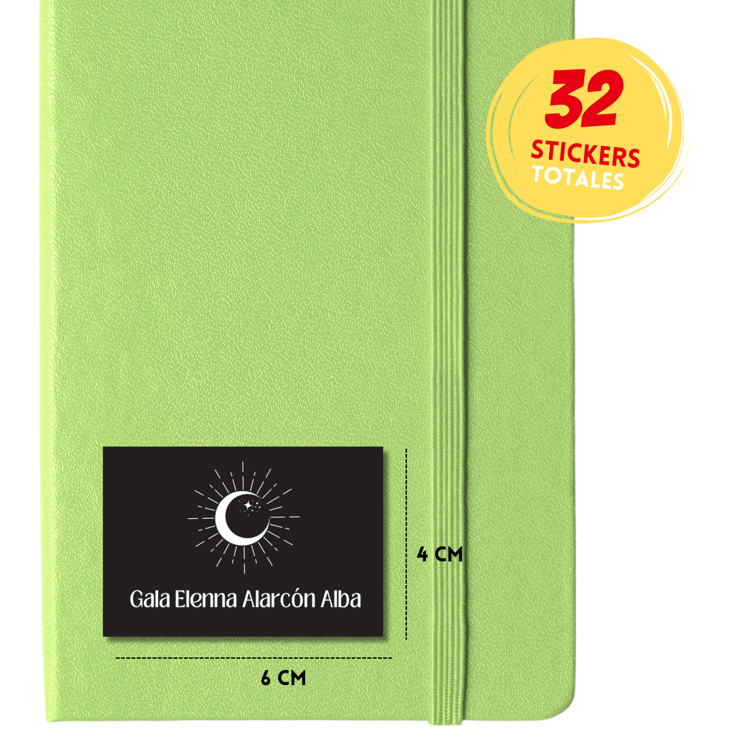 Luna Sol brillante Etiquetas Escolares Personalizadas Libretas, Libros y Lápices