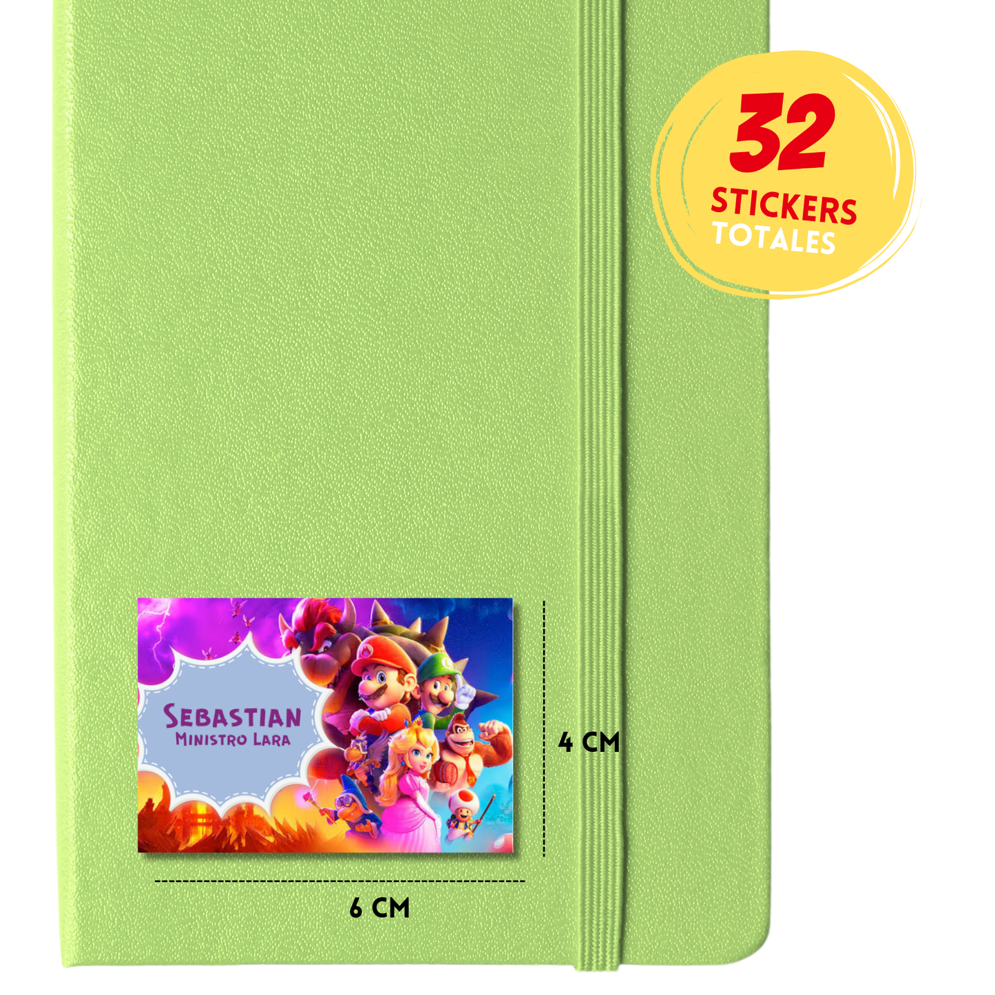 Mario Bros Personajes Etiquetas Escolares Personalizadas Libretas, Libros y Lápices