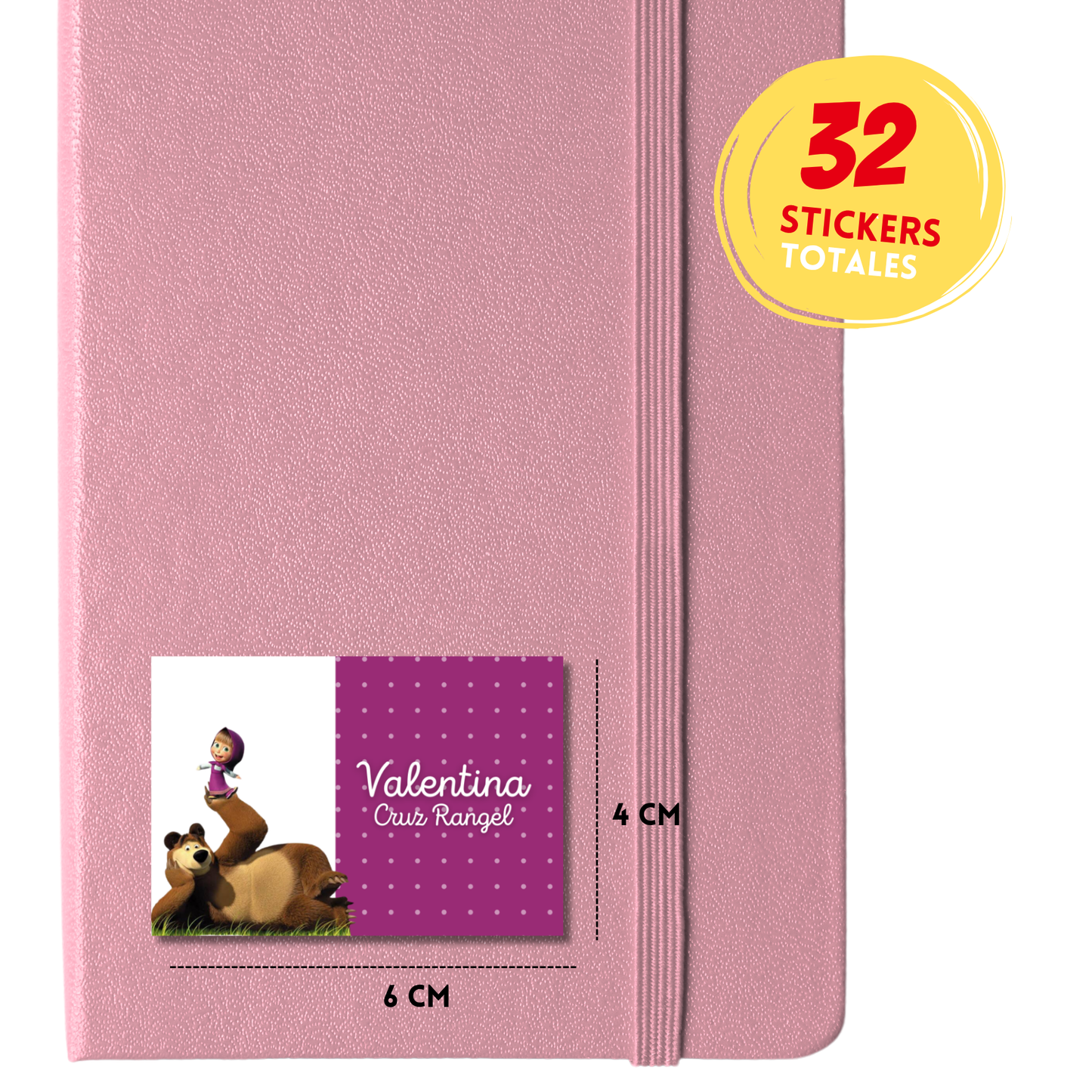 Masha y el Oso Etiquetas Escolares Personalizadas Libretas, Libros y Lápices