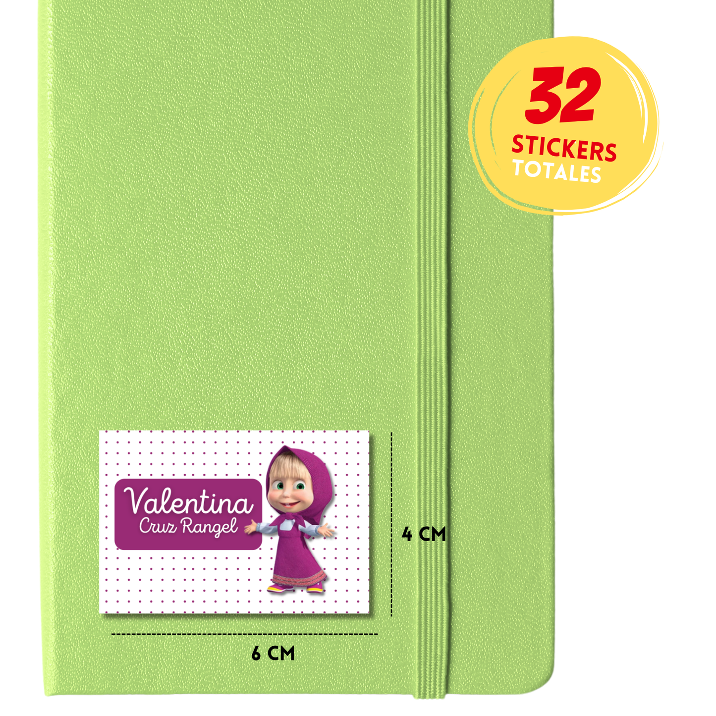 Masha Etiquetas Escolares Personalizadas Libretas, Libros y Lápices
