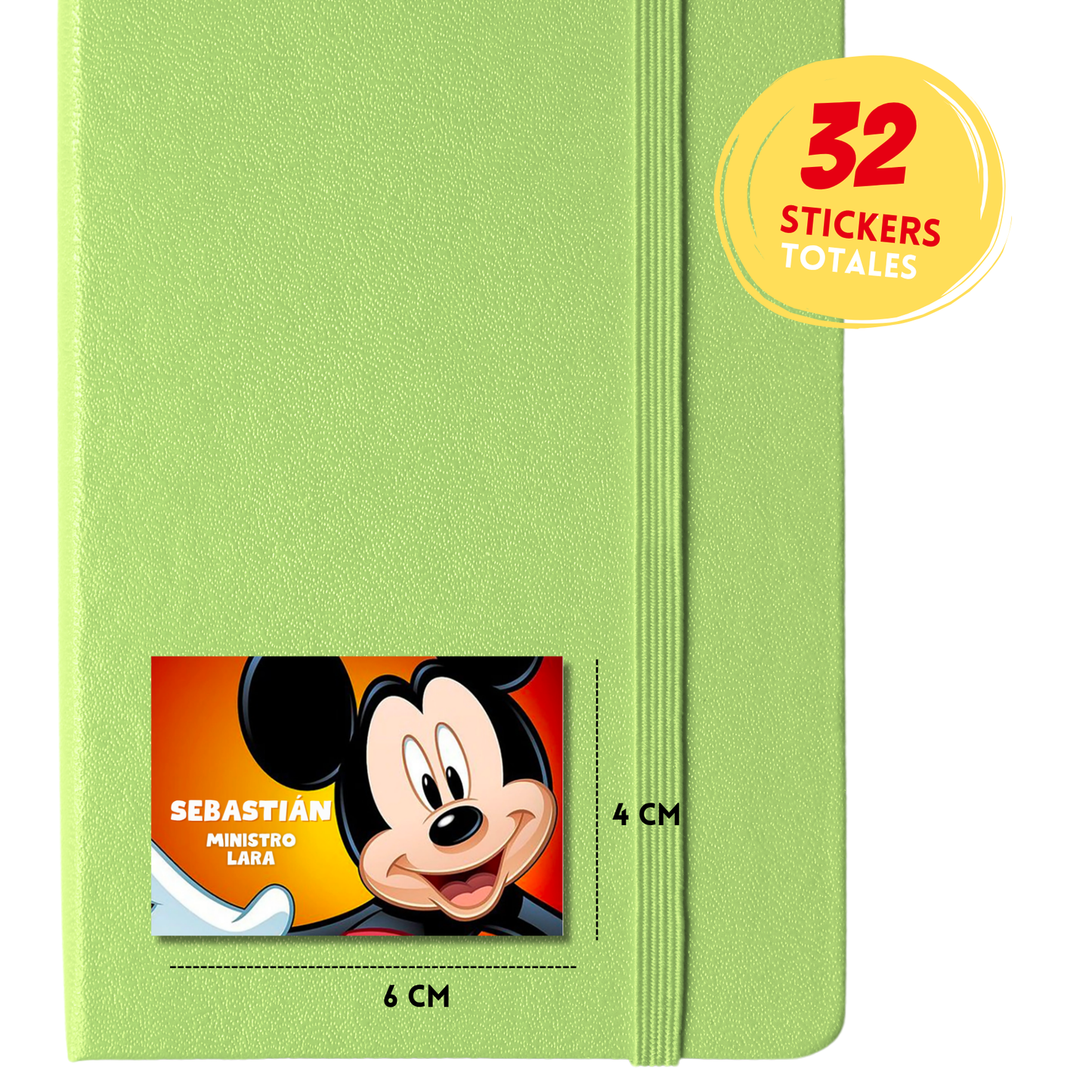 Mickey Mouse Cara Etiquetas Escolares Personalizadas Libretas, Libros y Lápices