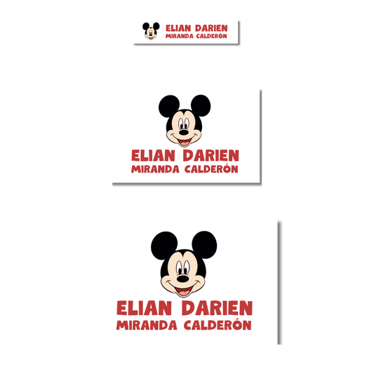 Mickey Mouse clásico Etiquetas Escolares Personalizadas Libretas, Libros y Lápices