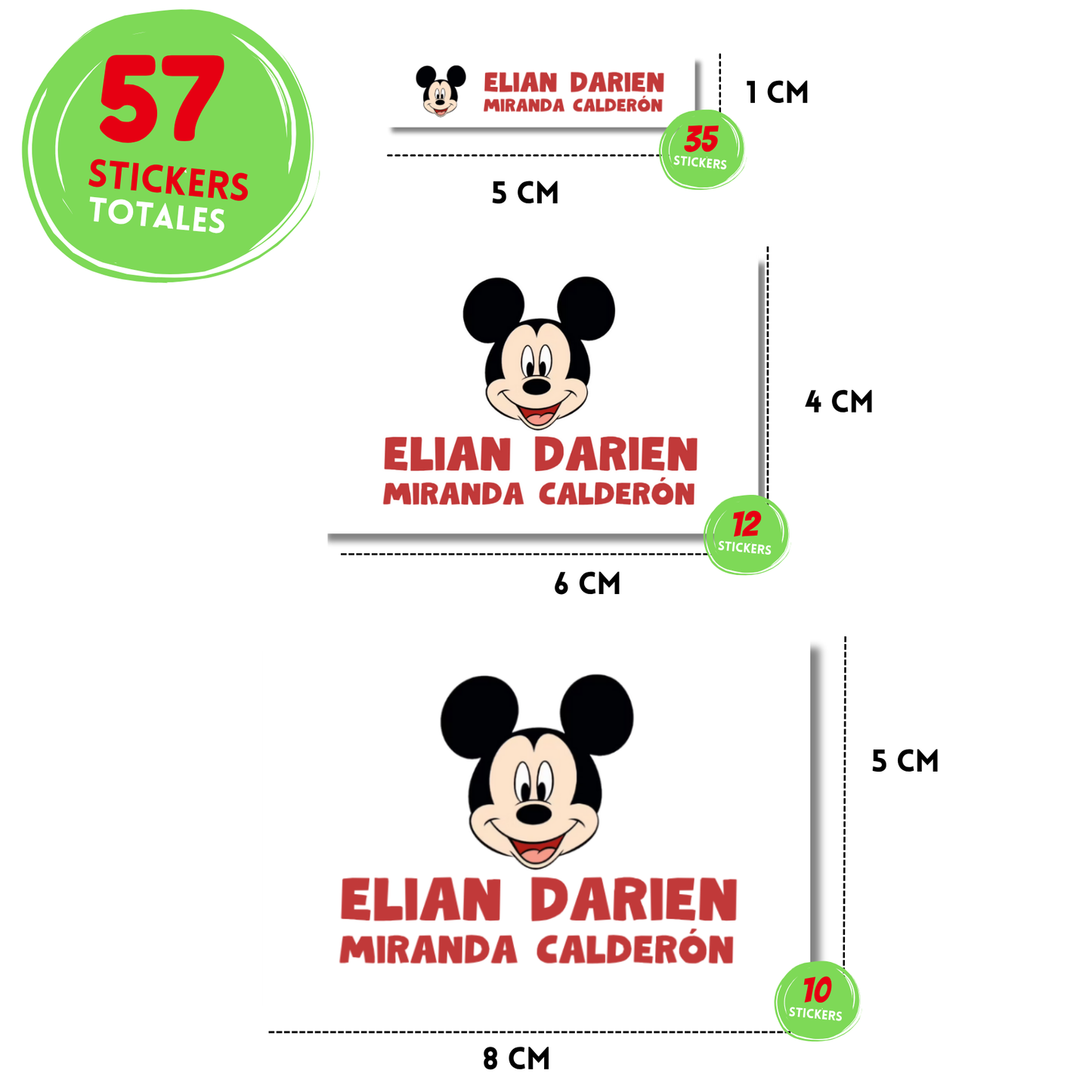 Mickey Mouse clásico Etiquetas Escolares Personalizadas Libretas, Libros y Lápices