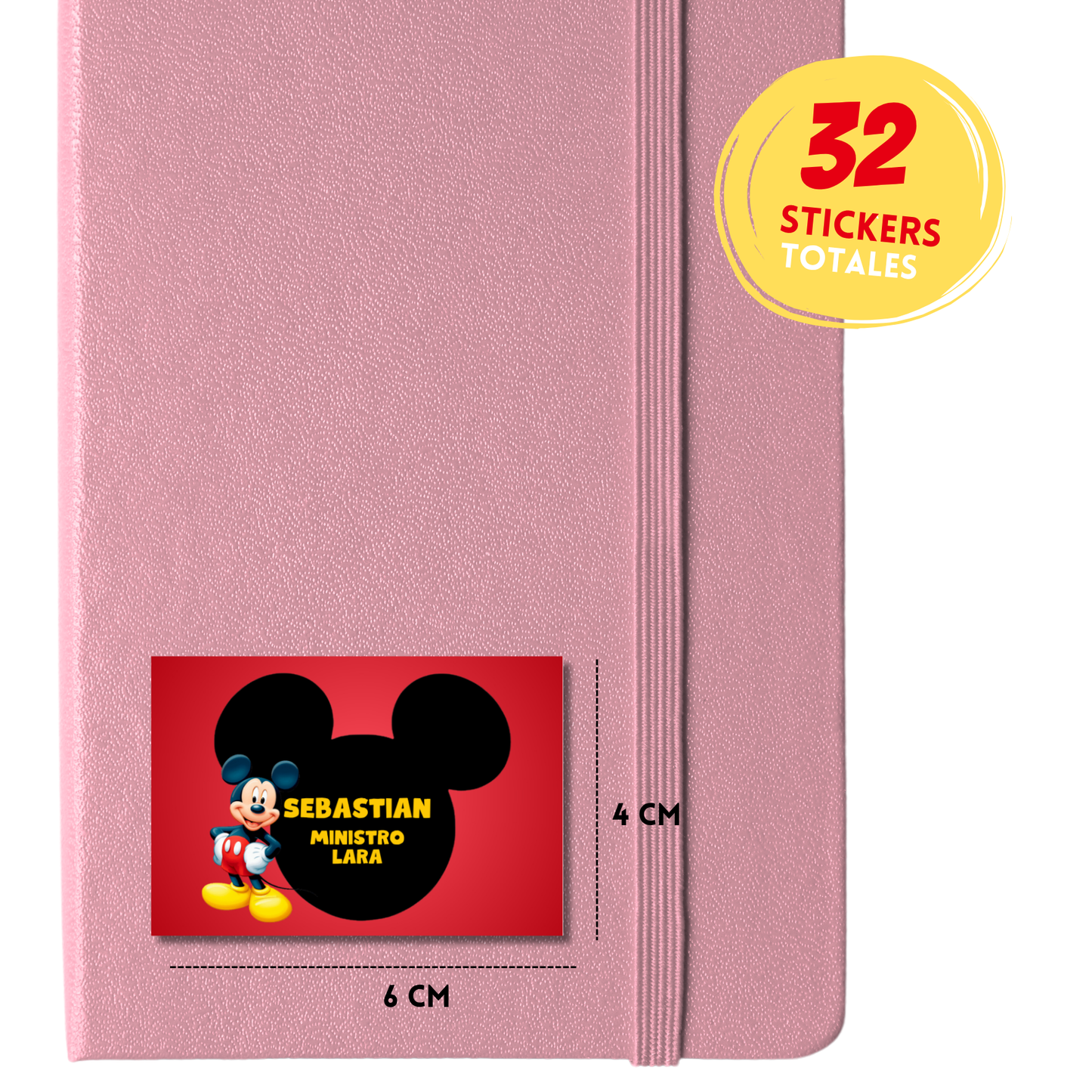 Mickey Mouse Etiquetas Escolares Personalizadas Libretas, Libros y Lápices