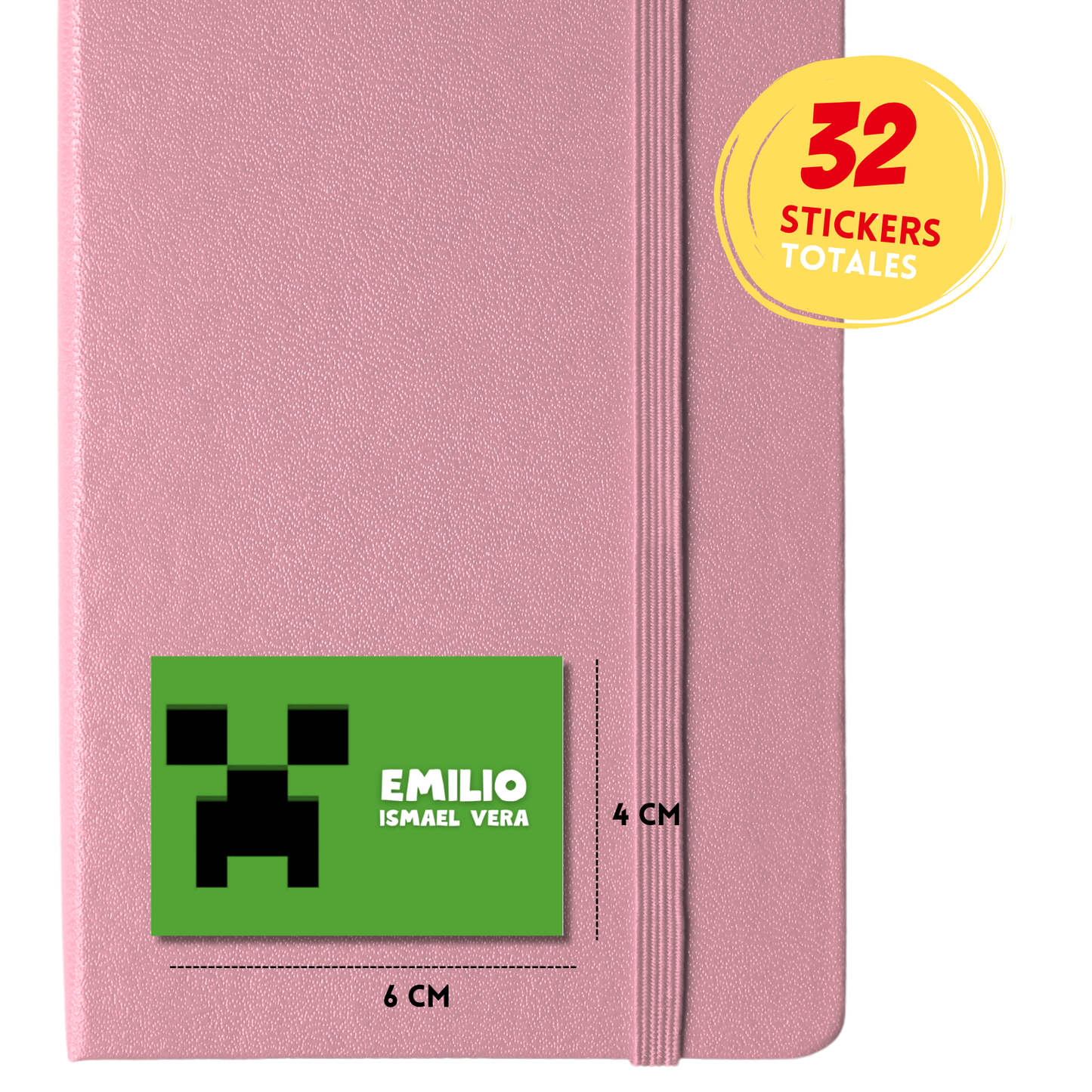 Minecraft Logo Etiquetas Escolares Personalizadas Libretas, Libros y Lápices