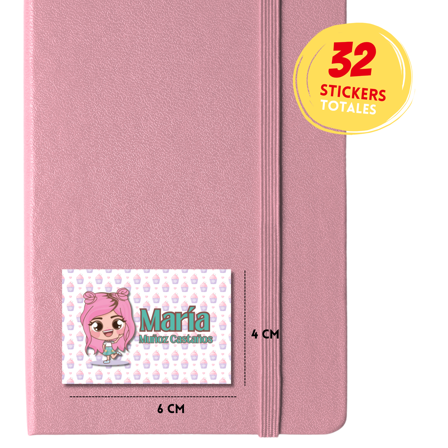 Miss Pastelitos Caricatura Etiquetas Escolares Personalizadas Libretas, Libros y Lápices