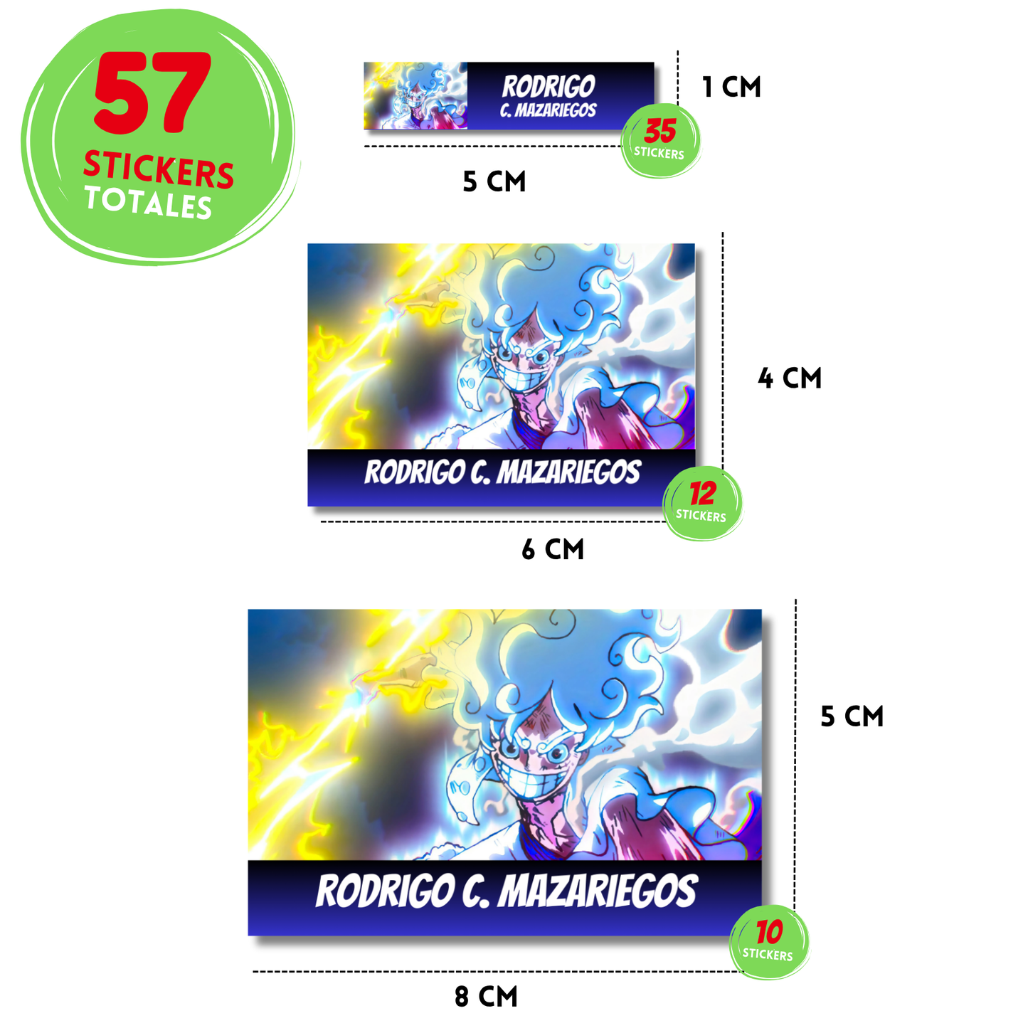 Monkey d´luffy Etiquetas Escolares Personalizadas Libretas, Libros y Lápices