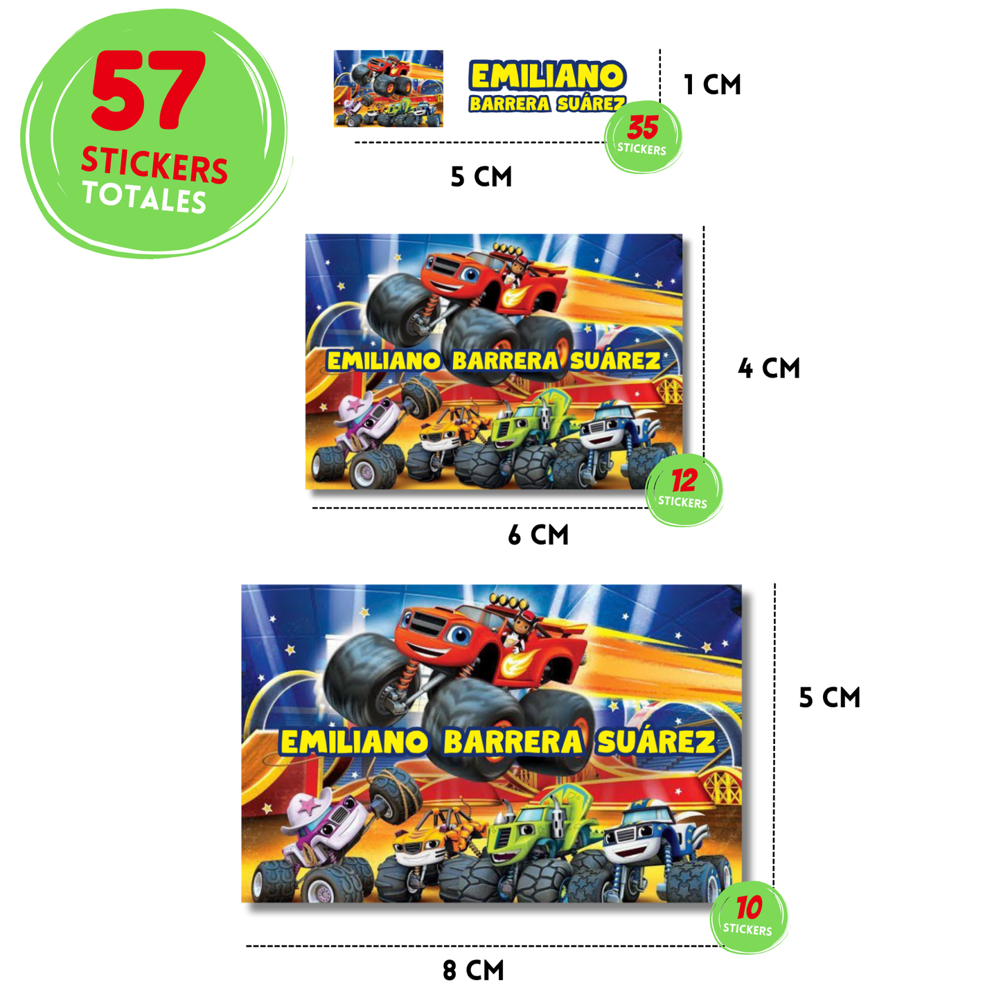 Monster Truck Etiquetas Escolares Personalizadas Libretas, Libros y Lápices