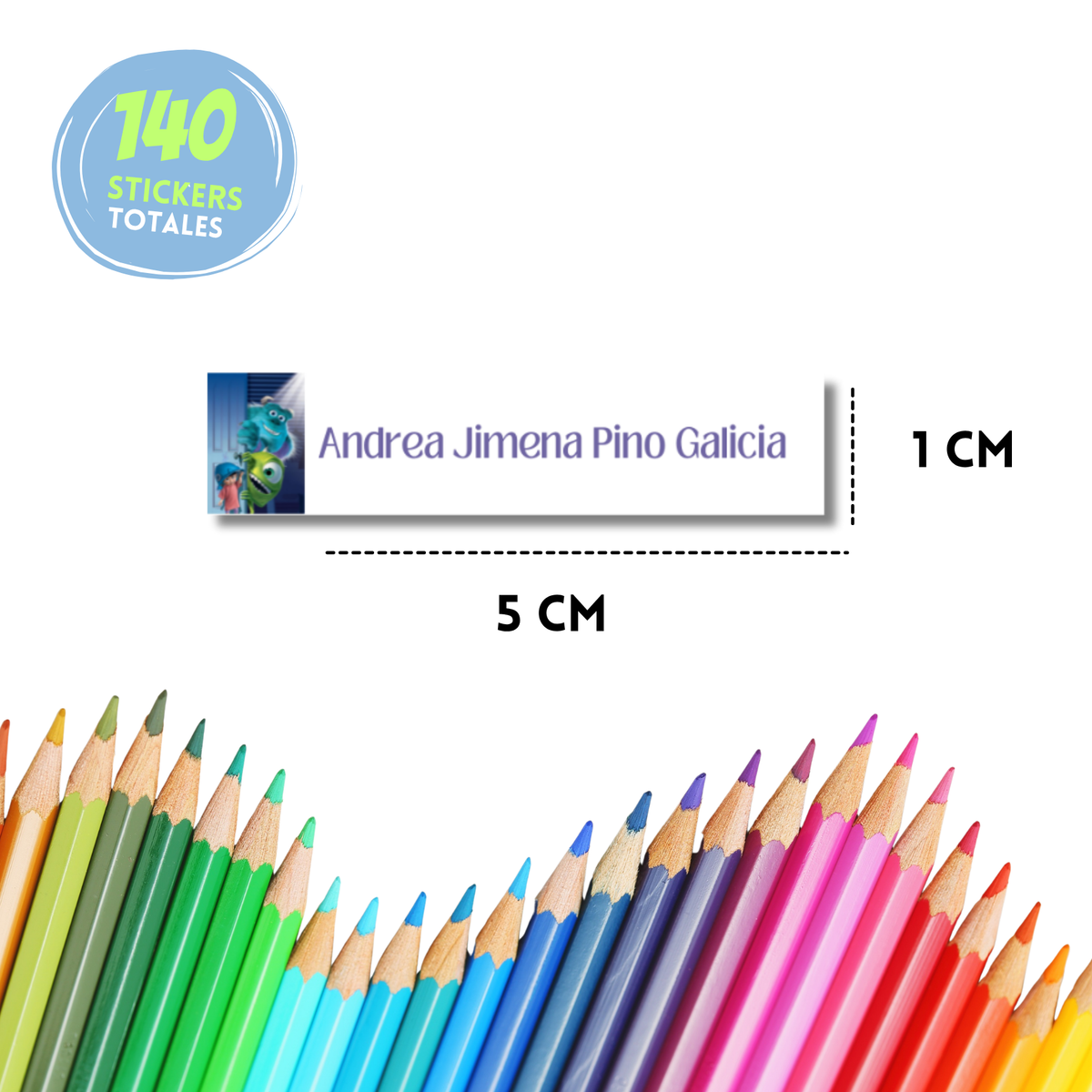 Monsters Inc., etiqueta escolar personalizada - Kuppani