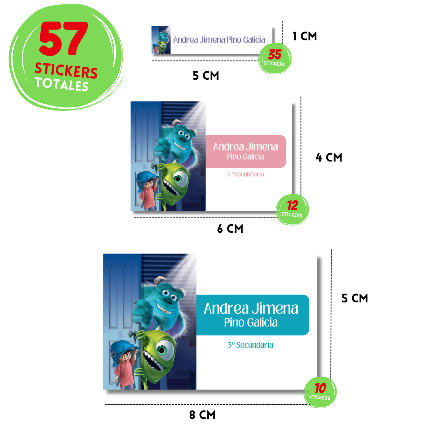 Monsters Inc. Escolares Personalizadas Libretas, Libros y Lápices