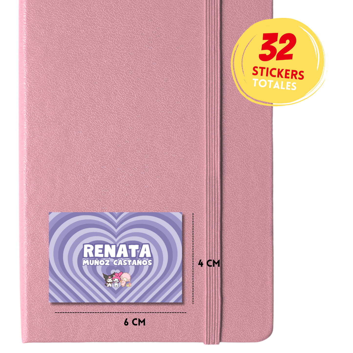 My Melody, Kuromi y Sheepy Etiquetas Escolares Personalizadas Libretas, Libros y Lápices