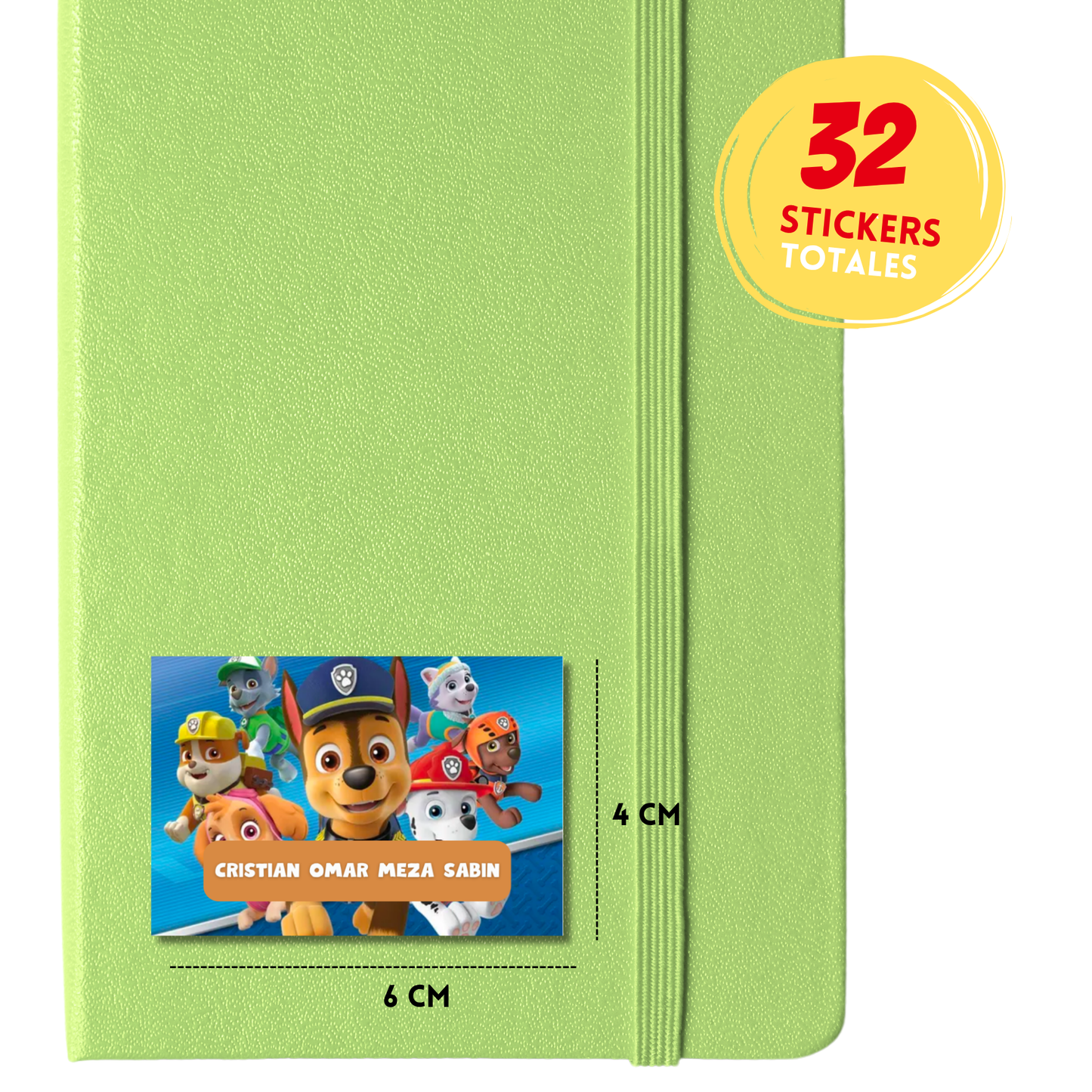 Paw Patrol Chase Etiquetas Escolares Personalizadas Libretas, Libros y Lápices