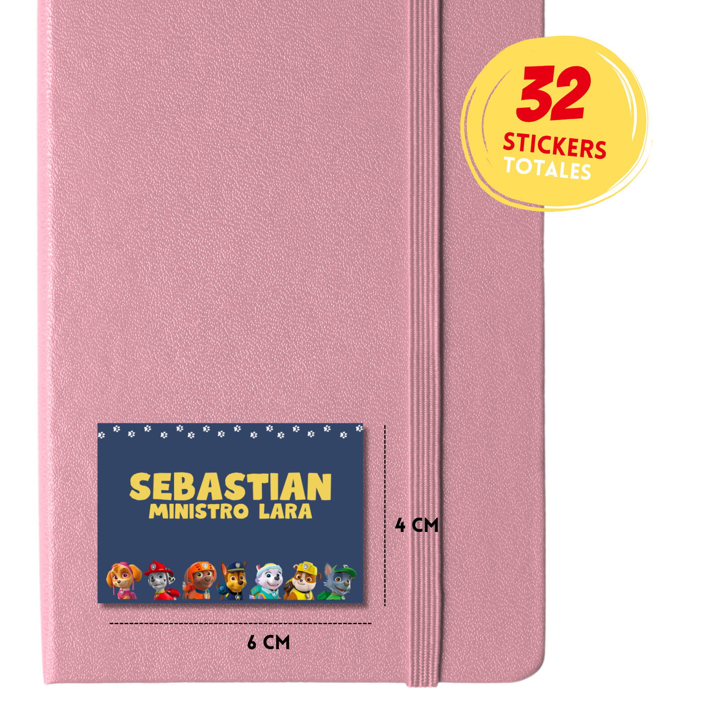 Paw Patrol Personajes Etiquetas Escolares Personalizadas Libretas, Libros y Lápices