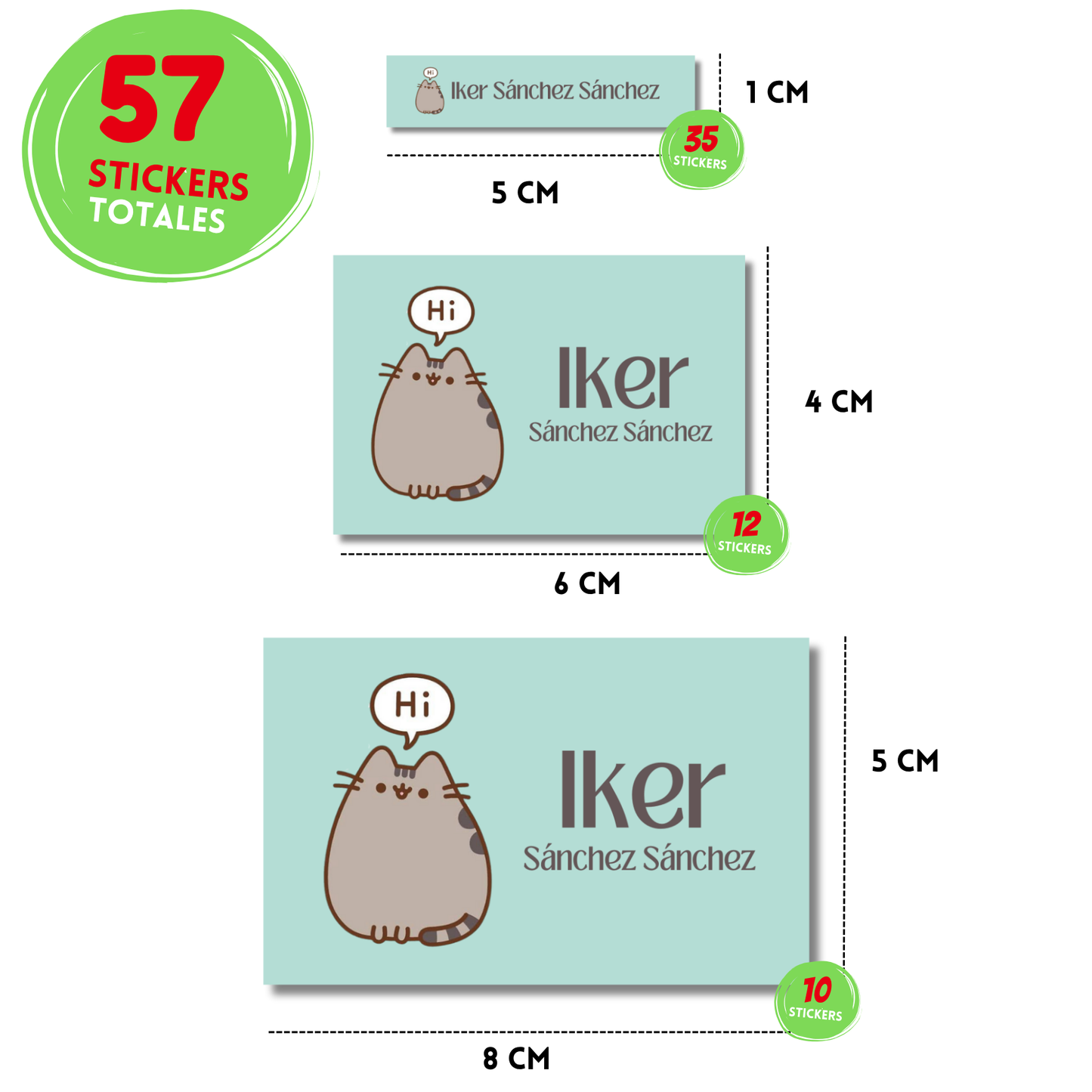 Pusheen Hola Etiquetas Escolares Personalizadas Libretas, Libros y Lápices