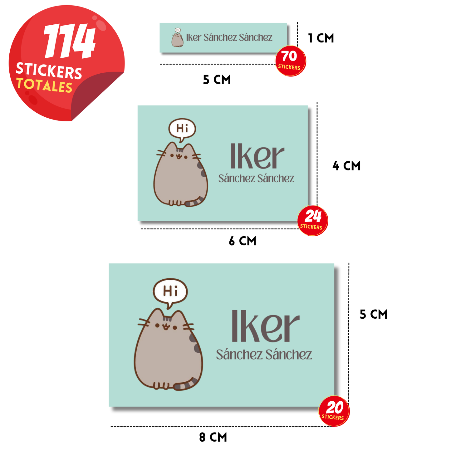 Pusheen Hola Etiquetas Escolares Personalizadas Libretas, Libros y Lápices