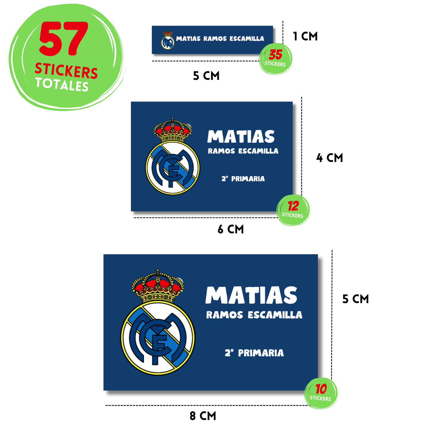 Logo Real Madrid fondo Azúl Naval  Etiquetas Escolares Personalizadas Libretas, Libros y Lápices