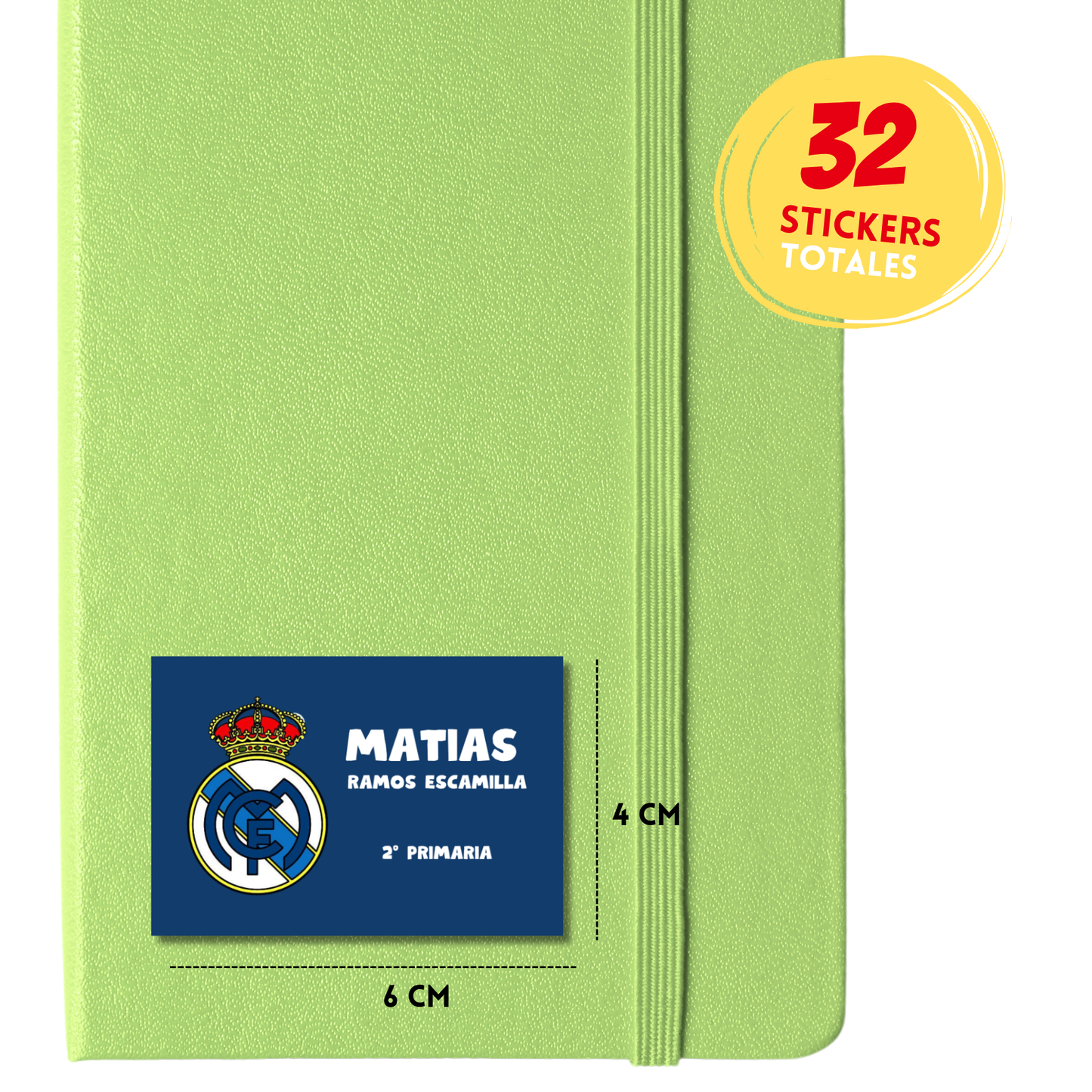 Logo Real Madrid fondo Azúl Naval  Etiquetas Escolares Personalizadas Libretas, Libros y Lápices