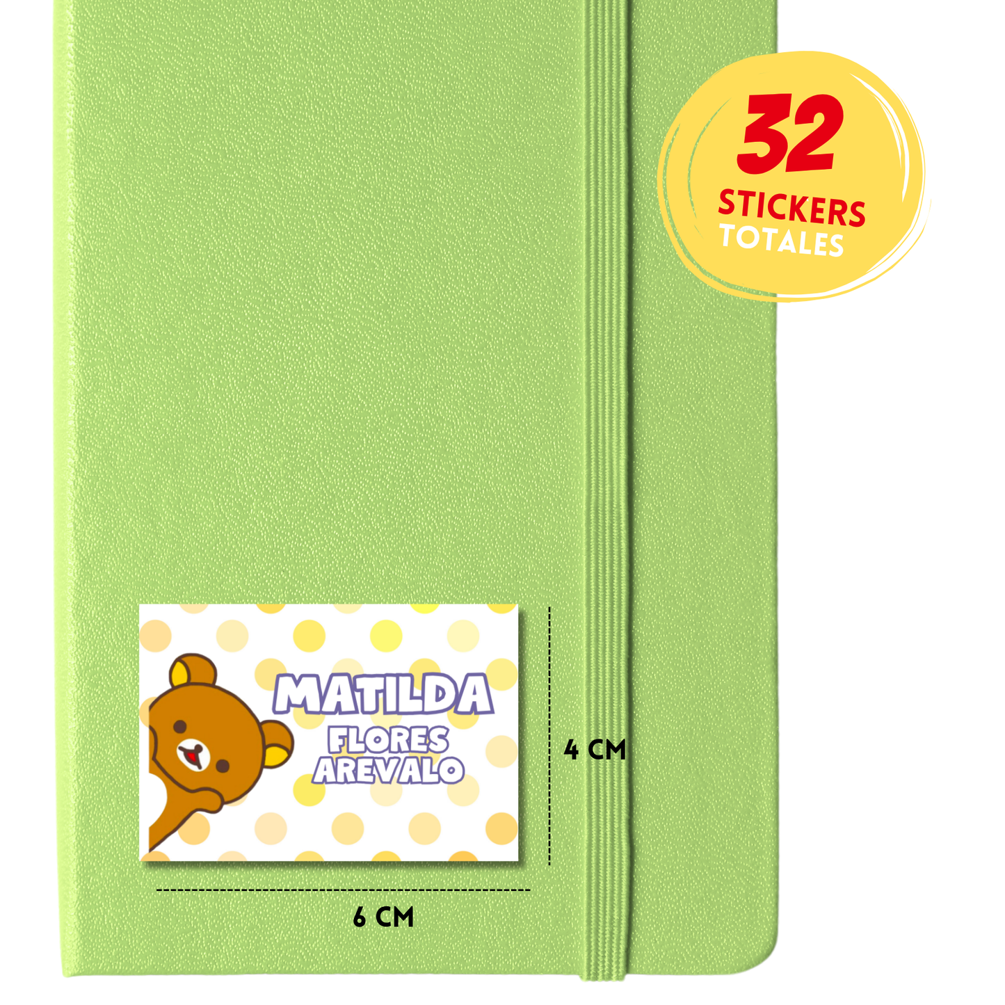 Rilakkuma Puntos Amarillos Etiquetas Escolares Personalizadas Libretas, Libros y Lápices