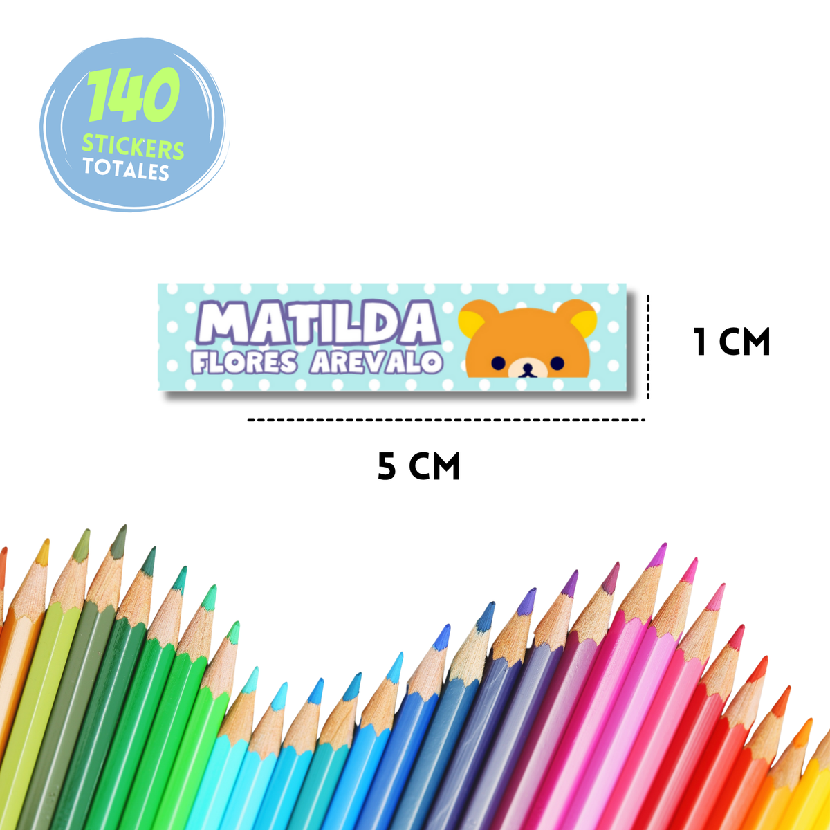 Rilakkuma Fondo Verde, etiqueta escolar personalizada - Kuppani