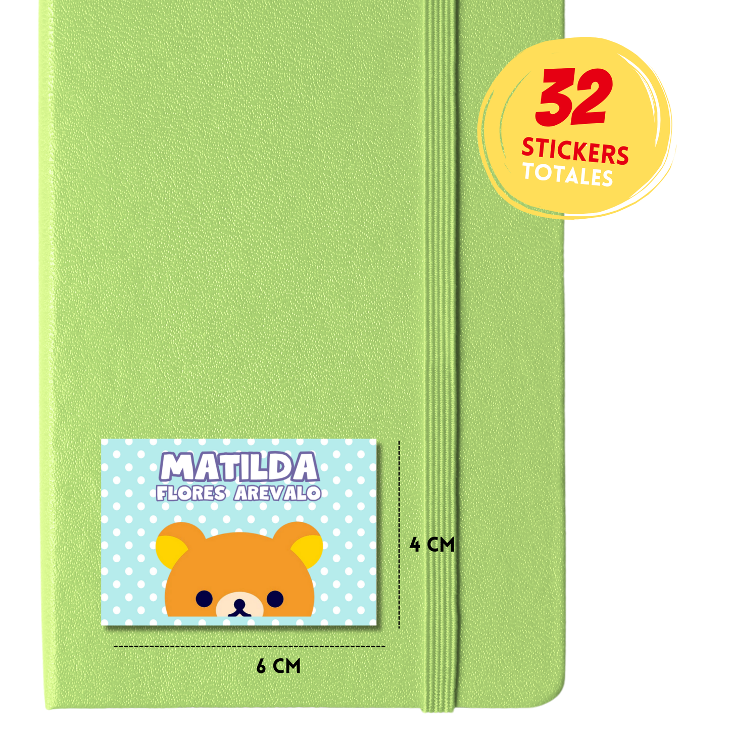 Rilakkuma Fondo Verde Etiquetas Escolares Personalizadas Libretas, Libros y Lápices