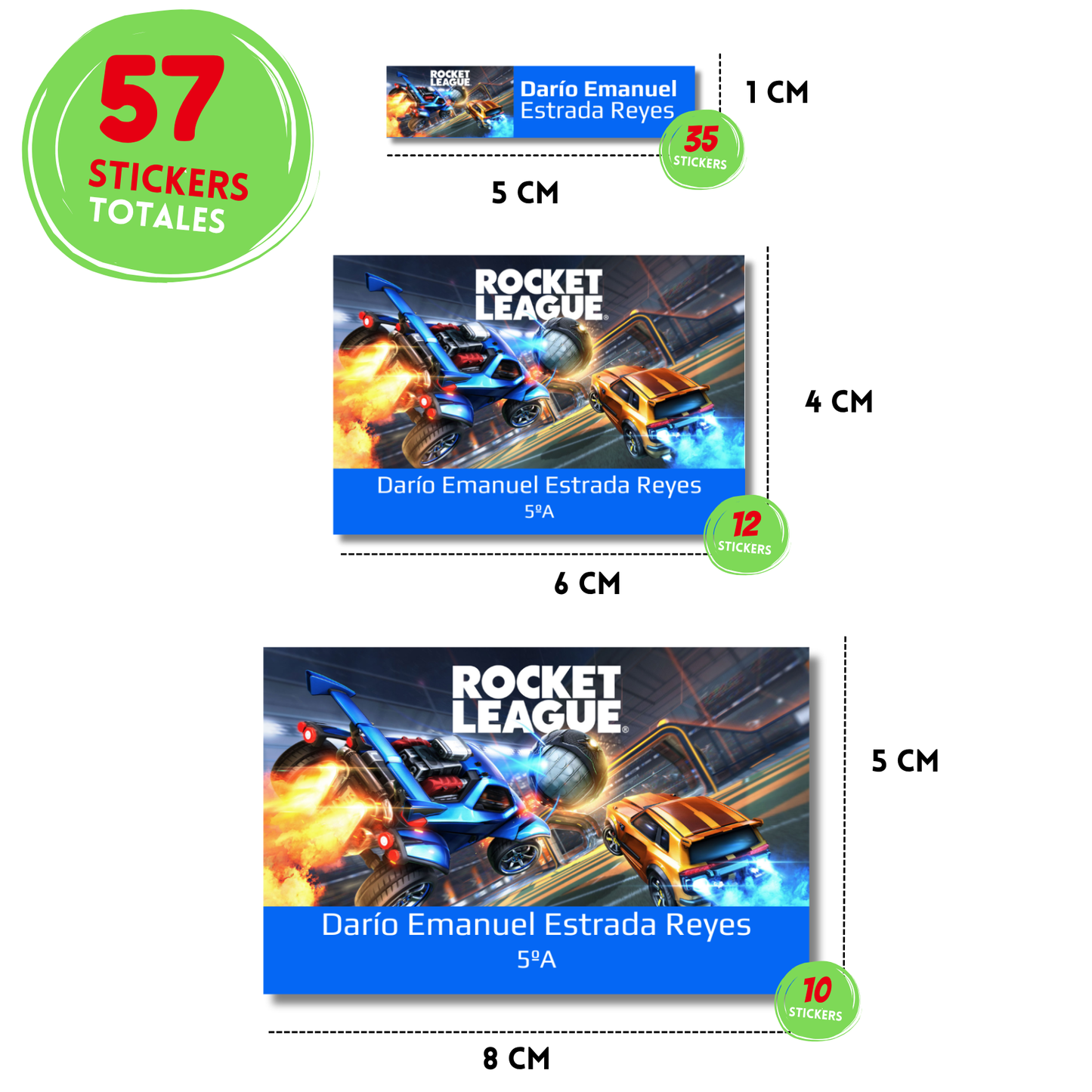 Rocket League Etiquetas Escolares Personalizadas Libretas, Libros y Lápices