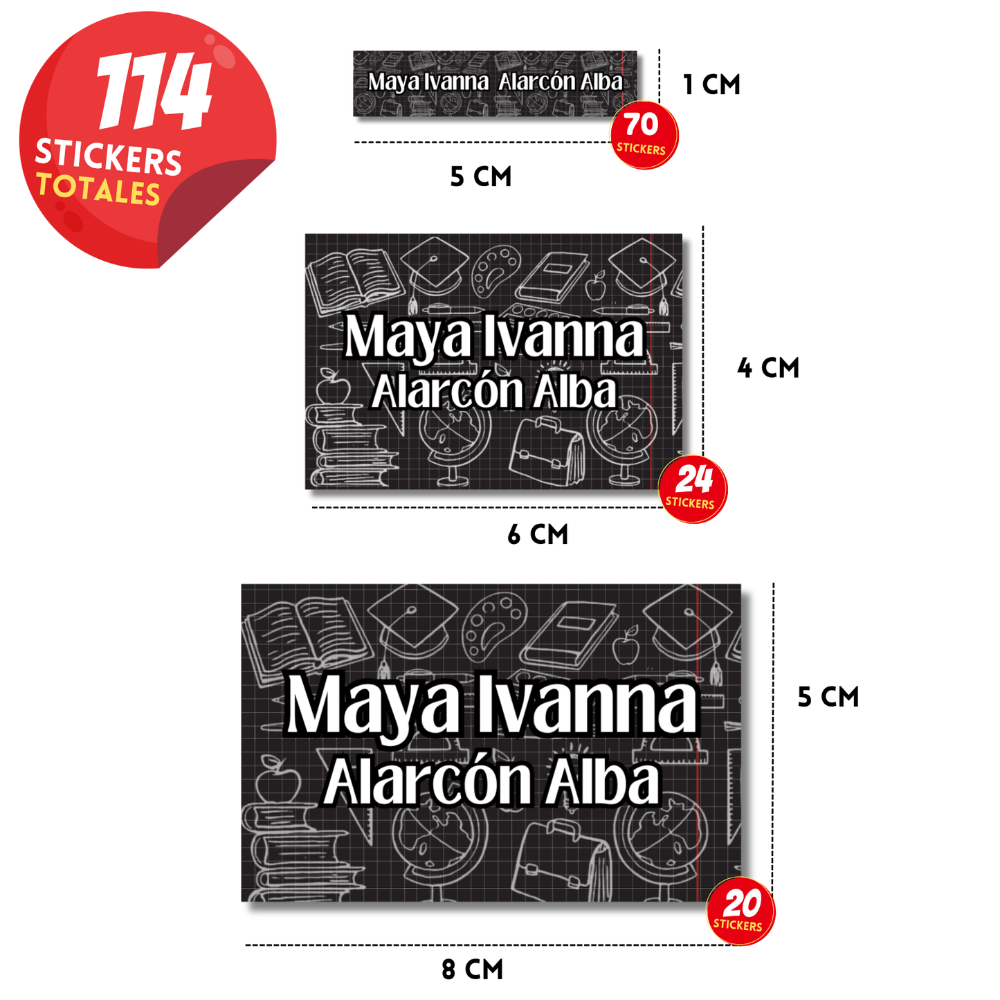 Scholar Pizarrón Etiquetas Escolares Personalizadas Libretas, Libros y Lápices