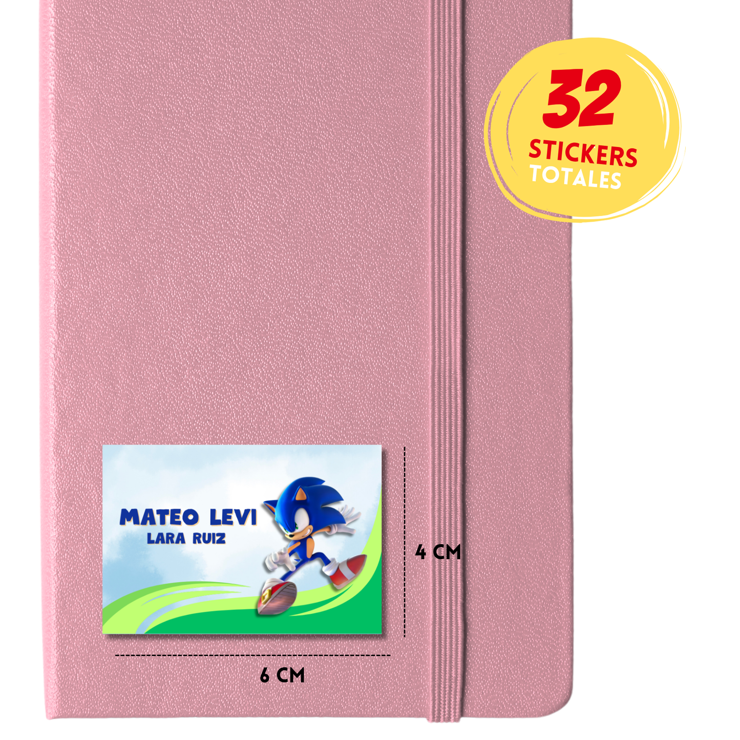 Sonic Etiquetas Escolares Personalizadas Libretas, Libros y Lápices