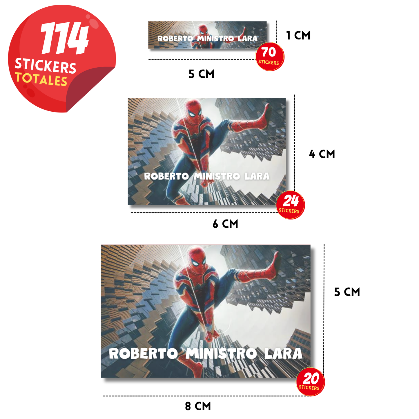 Spiderman Etiquetas Escolares Personalizadas Libretas, Libros y Lápices